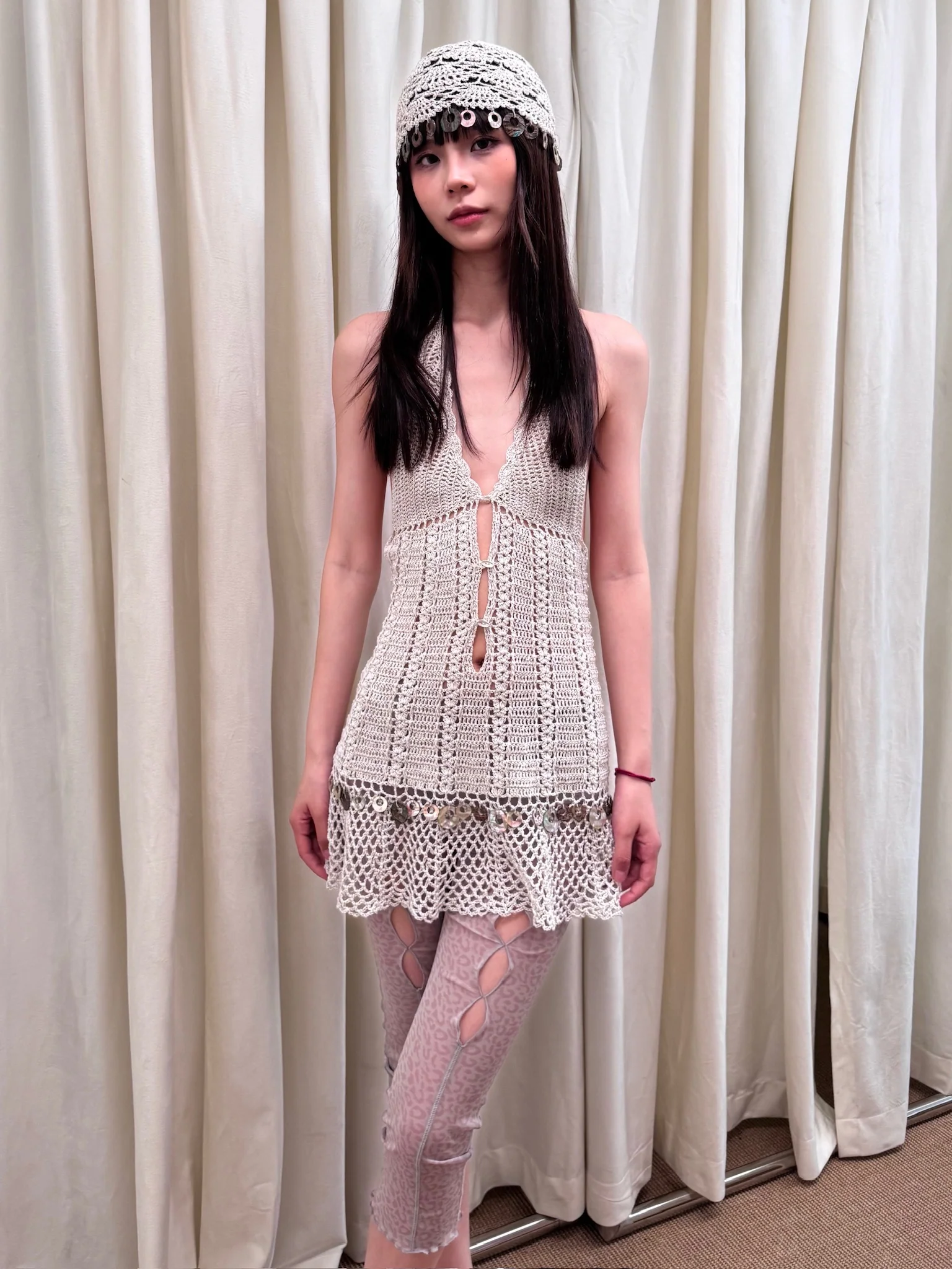 RUI built Spring/Summer 2026 Hand-crocheted Shell-embellished Dress RUI-S26CR03-Vapor White - Image 10