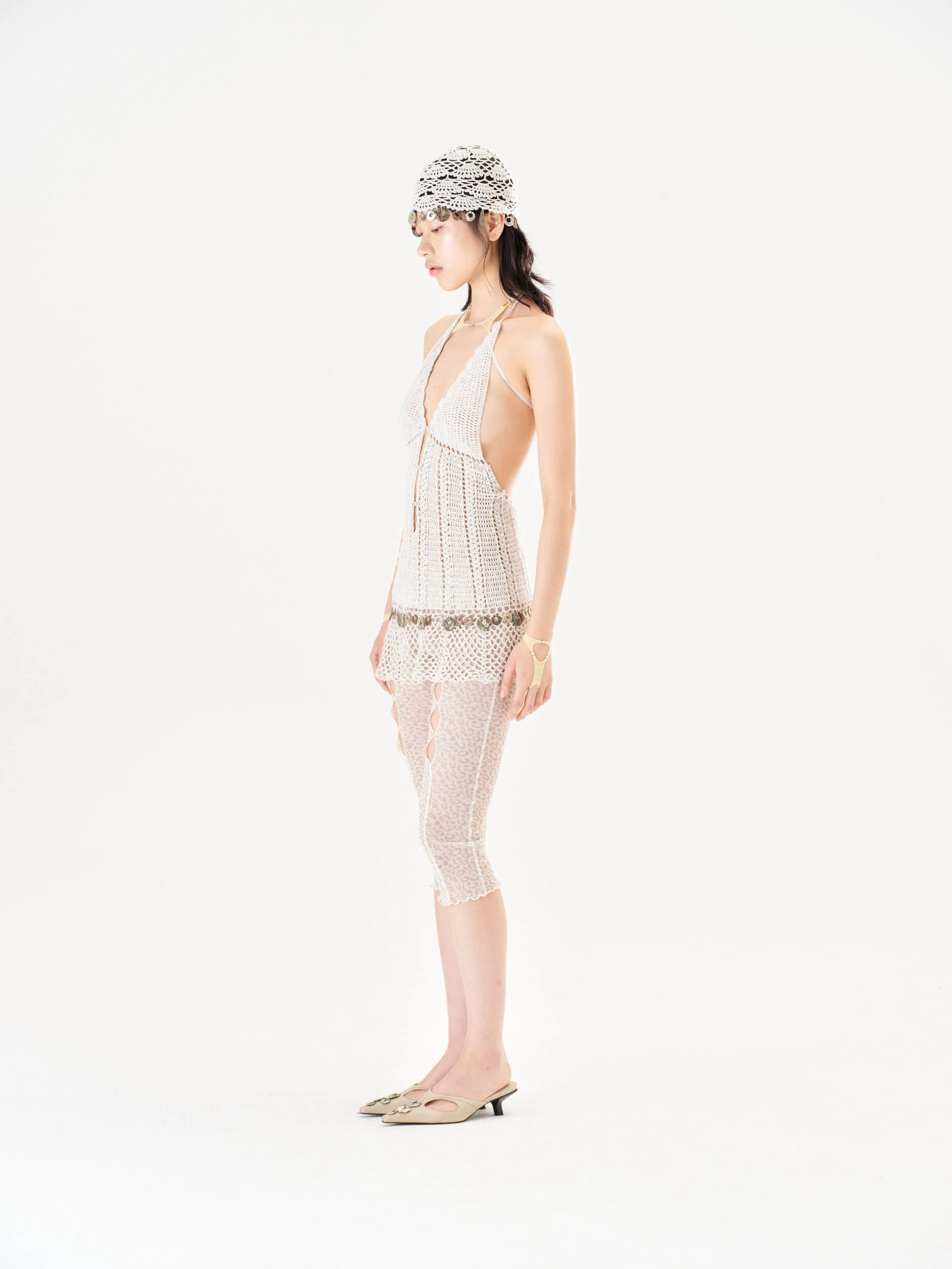 RUI built Spring/Summer 2026 Hand-crocheted Shell-embellished Dress RUI-S26CR03-Vapor White - Image 13