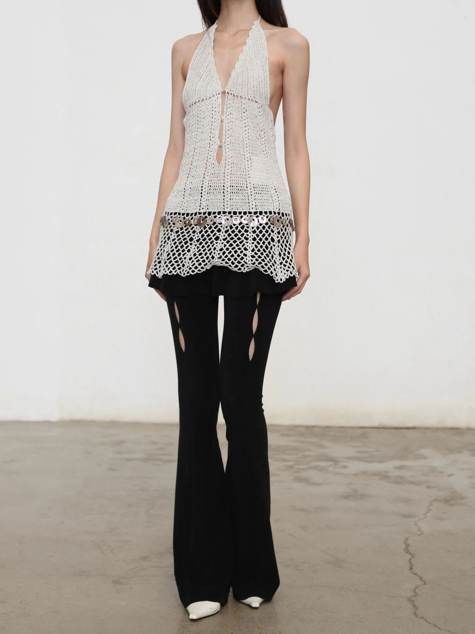 RUI built Spring/Summer 2026 Hand-crocheted Shell-embellished Dress RUI-S26CR03-Vapor White - Image 3