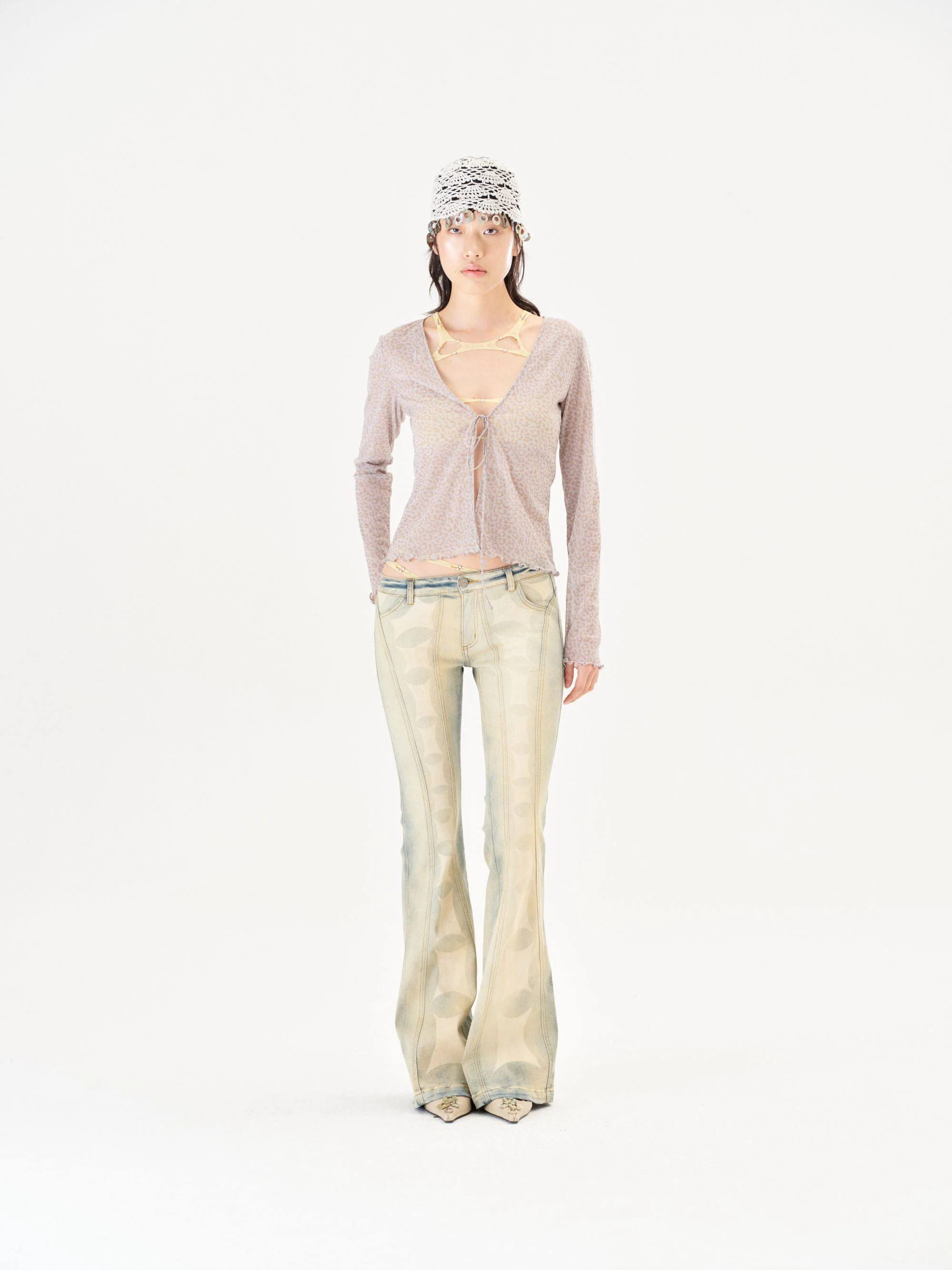 RUI built Spring/Summer 2026 Leopard Print Mesh Cardigan RUI-S26WV22-Marsh (Marsh Color) - Image 6