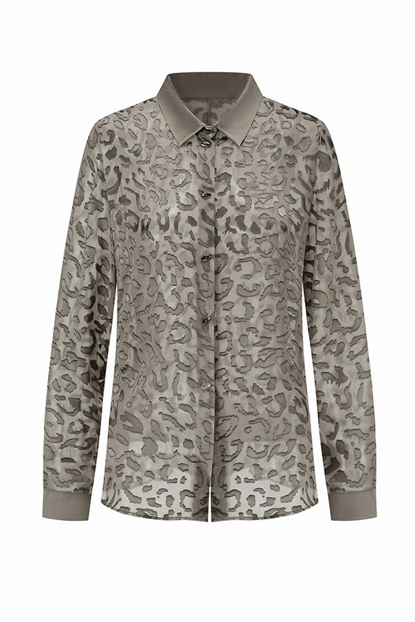 RUI built Spring/Summer 2026 Silk Leopard Print Burnout Shirt RUI-S26WV17MAS-Marsh (Marsh Color)