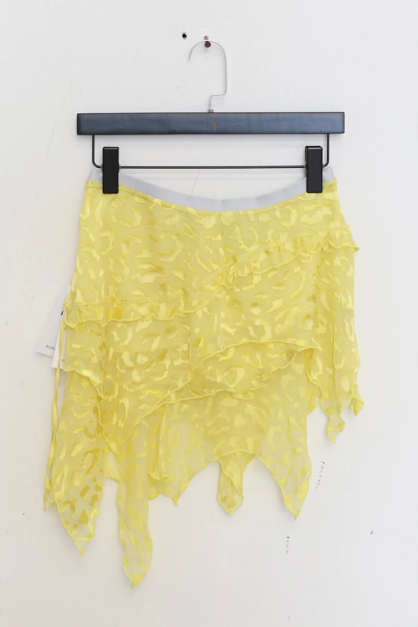 RUI built Spring/Summer 2026 Silk Ribbon Leopard Print Burnout Skirt RUI-S26WV18-Lemon - Image 2