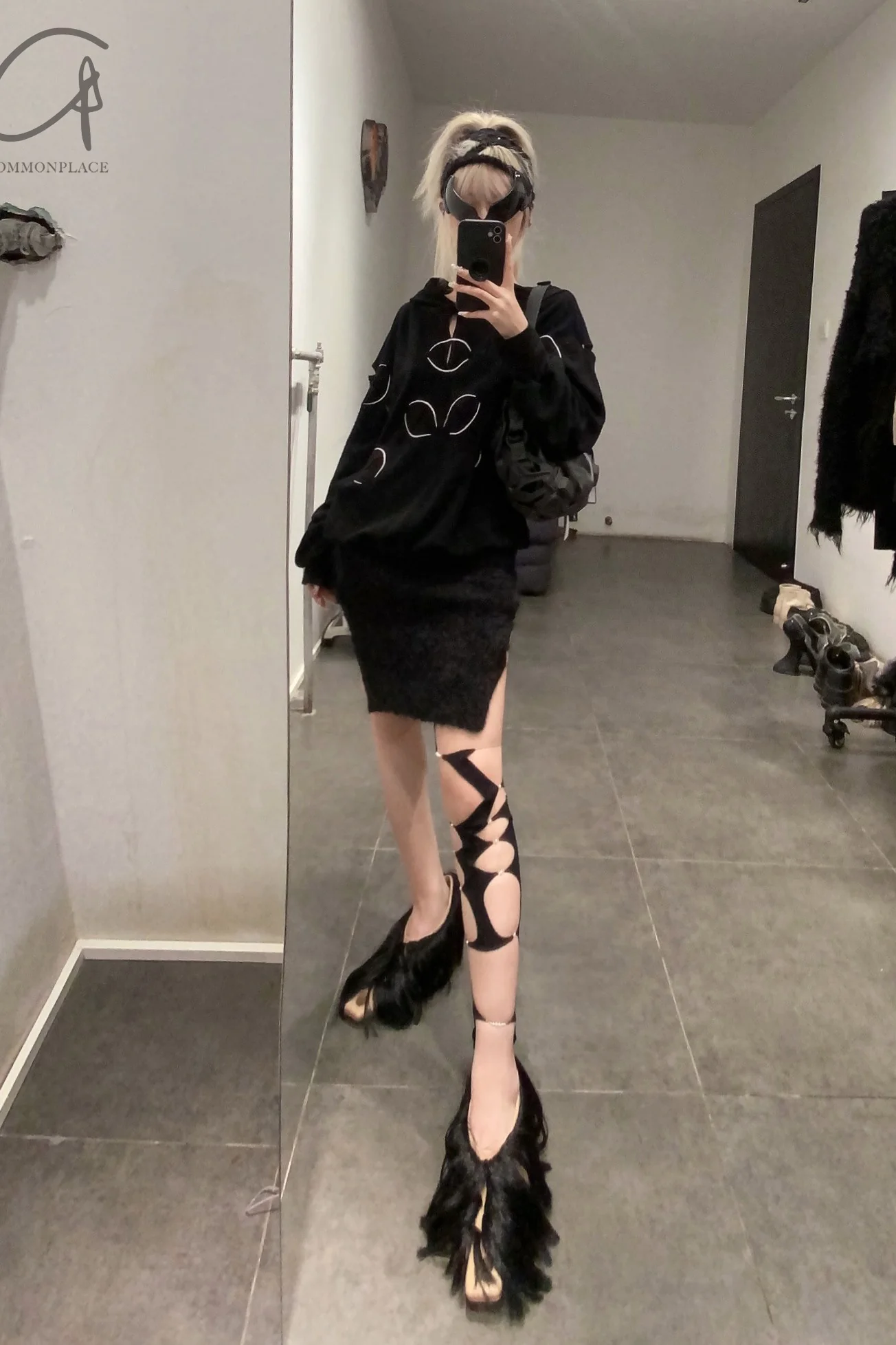 RUI Cutout Long Hair Pumps RUI-RAW22SH01-TUO Ficelle w onyx hair Camel Upper with Black Long Hair - Image 18
