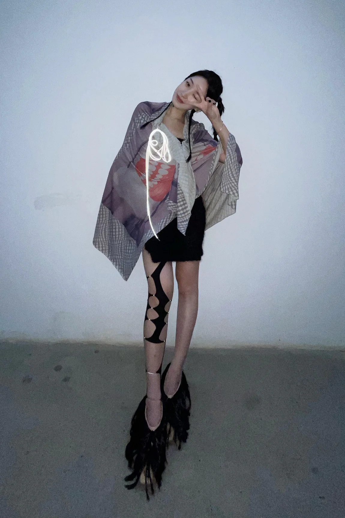 RUI Cutout Long Hair Pumps RUI-RAW22SH01-TUO Ficelle w onyx hair Camel Upper with Black Long Hair - Image 24