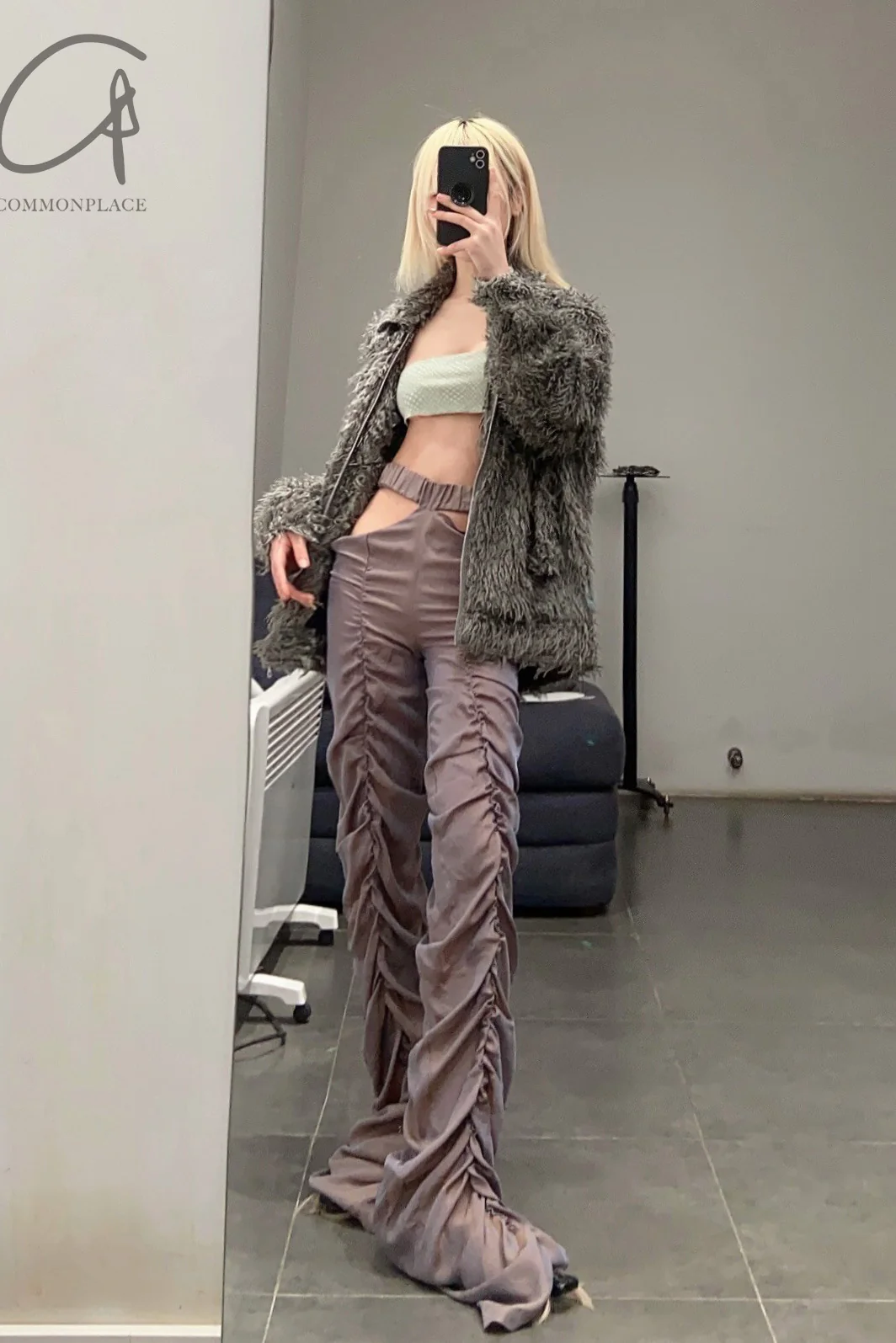 RUI cutout long hair pumps RAW22SH01 Onyx w ficelle hair black upper with camel brown long hair - Image 25