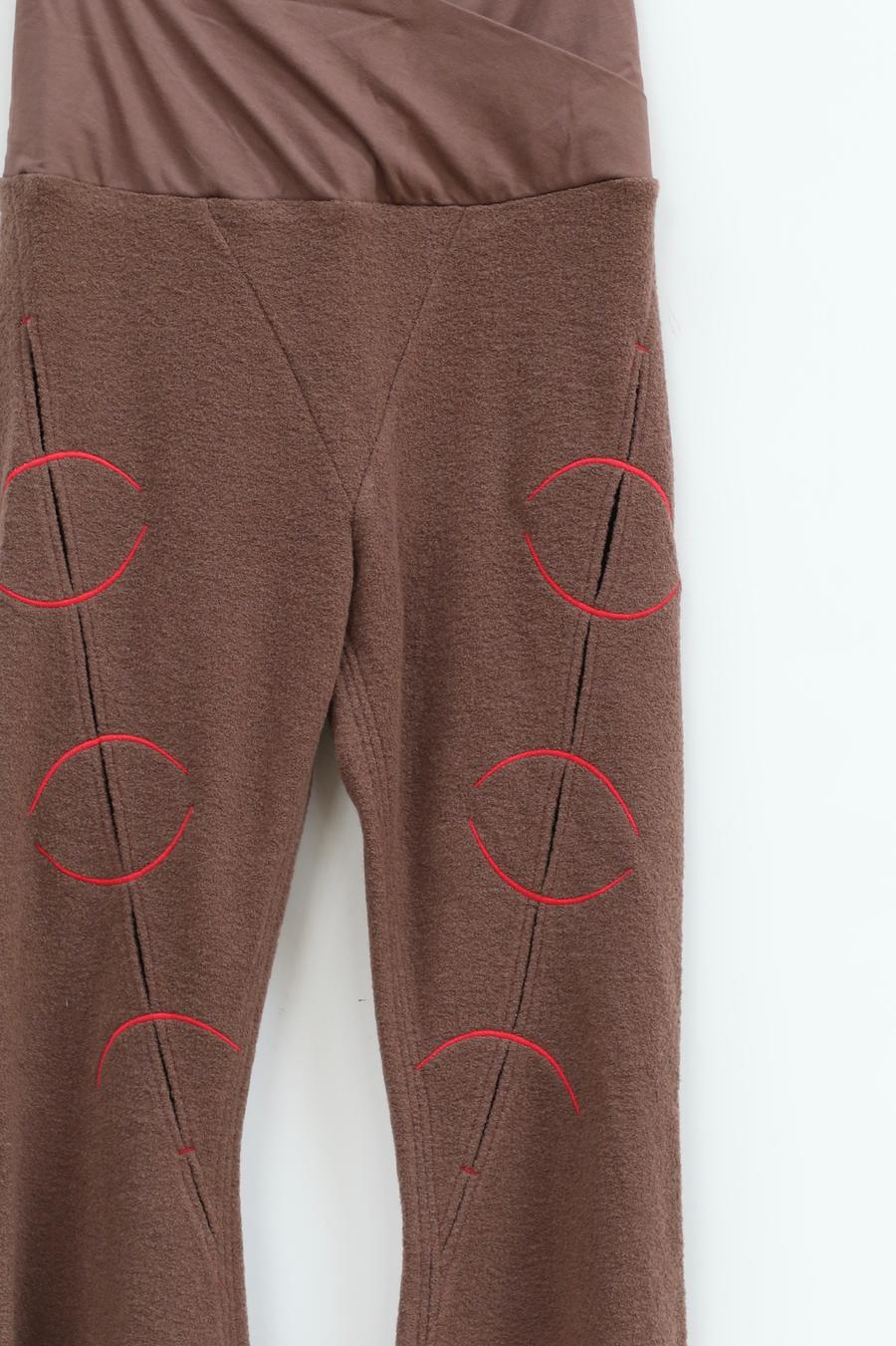RUI Embroidered Flared Pants RAW22WV04 Chestnut&Ruby Brown Chestnut & Red - Image 2