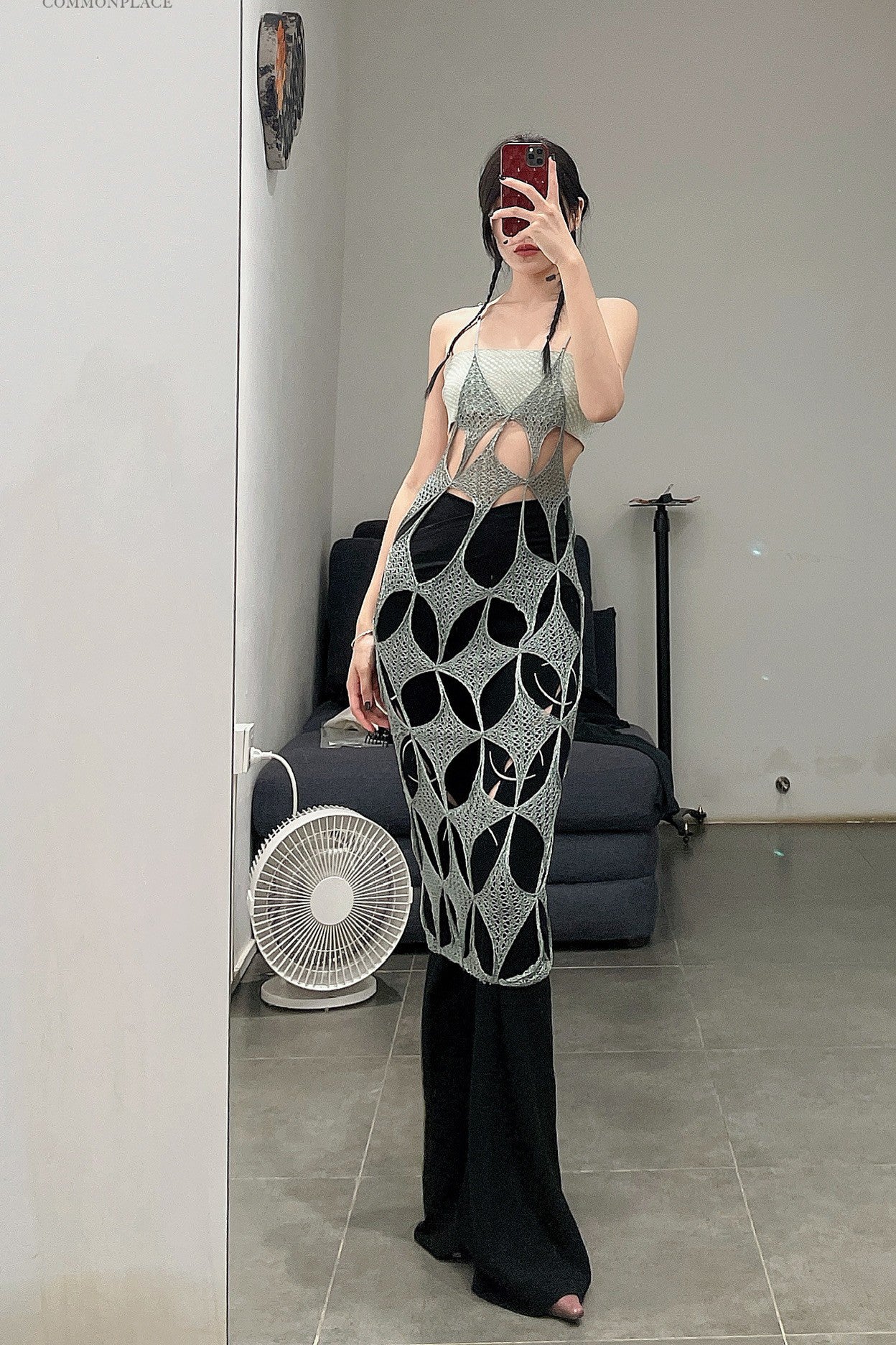 RUI Embroidered Flared Pants RAW22WV04 Onyx&Luminous Black&Luminous - Image 12