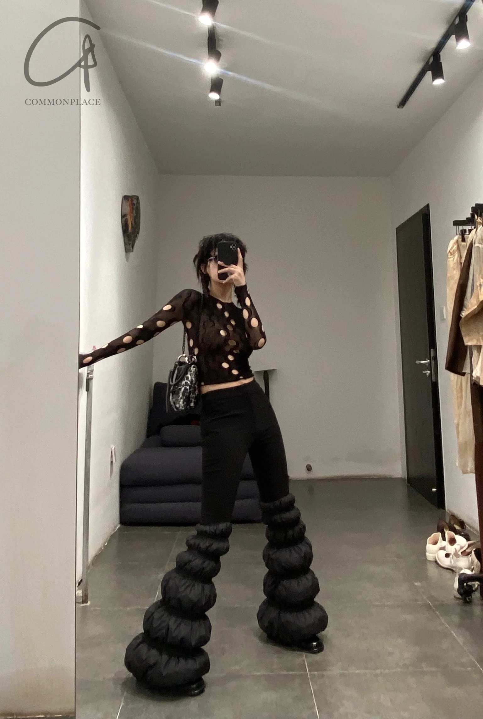 Rui Zhou JW03 series hollow long-sleeved elastic top RUI-RUIFW21JW03O-HEI Black Onyx RUIFW21JW03 - Image 10