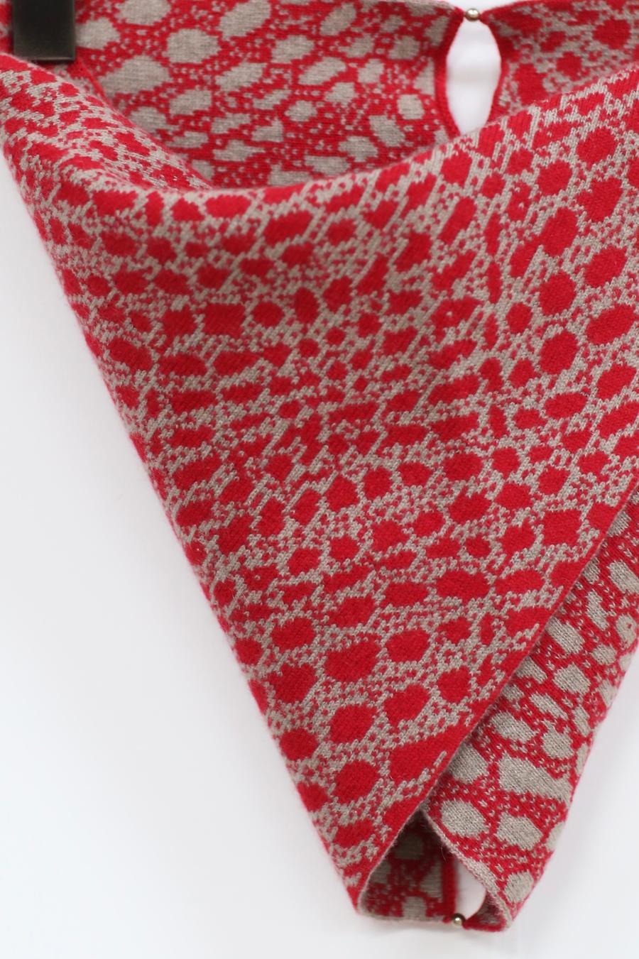 RUI Jacquard Cashmere Scarf RAW22AC02 Merlot&Ficelle Crimson & Camel Brown - Image 8