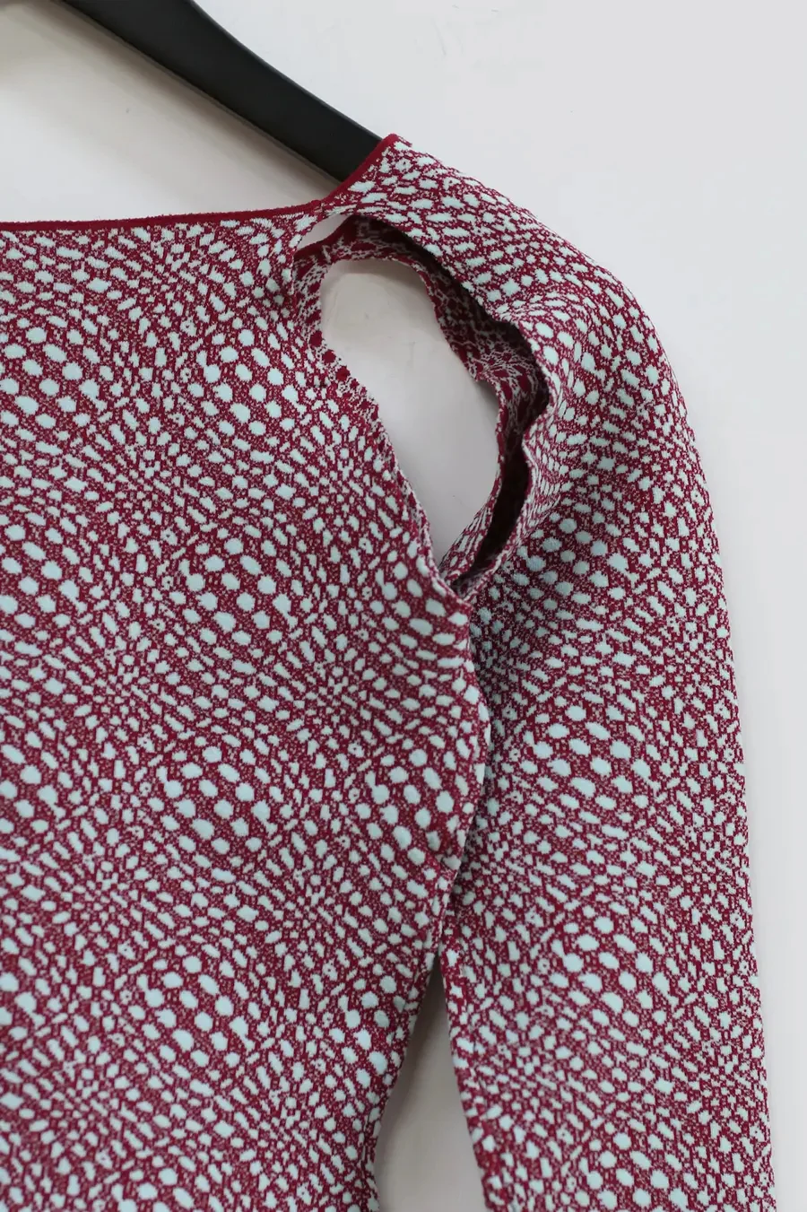 RUI Knit Jacquard Long Sleeve Bodysuit RAW22KN10 Merlot&Cyan Crimson & Ice Blue - Image 2