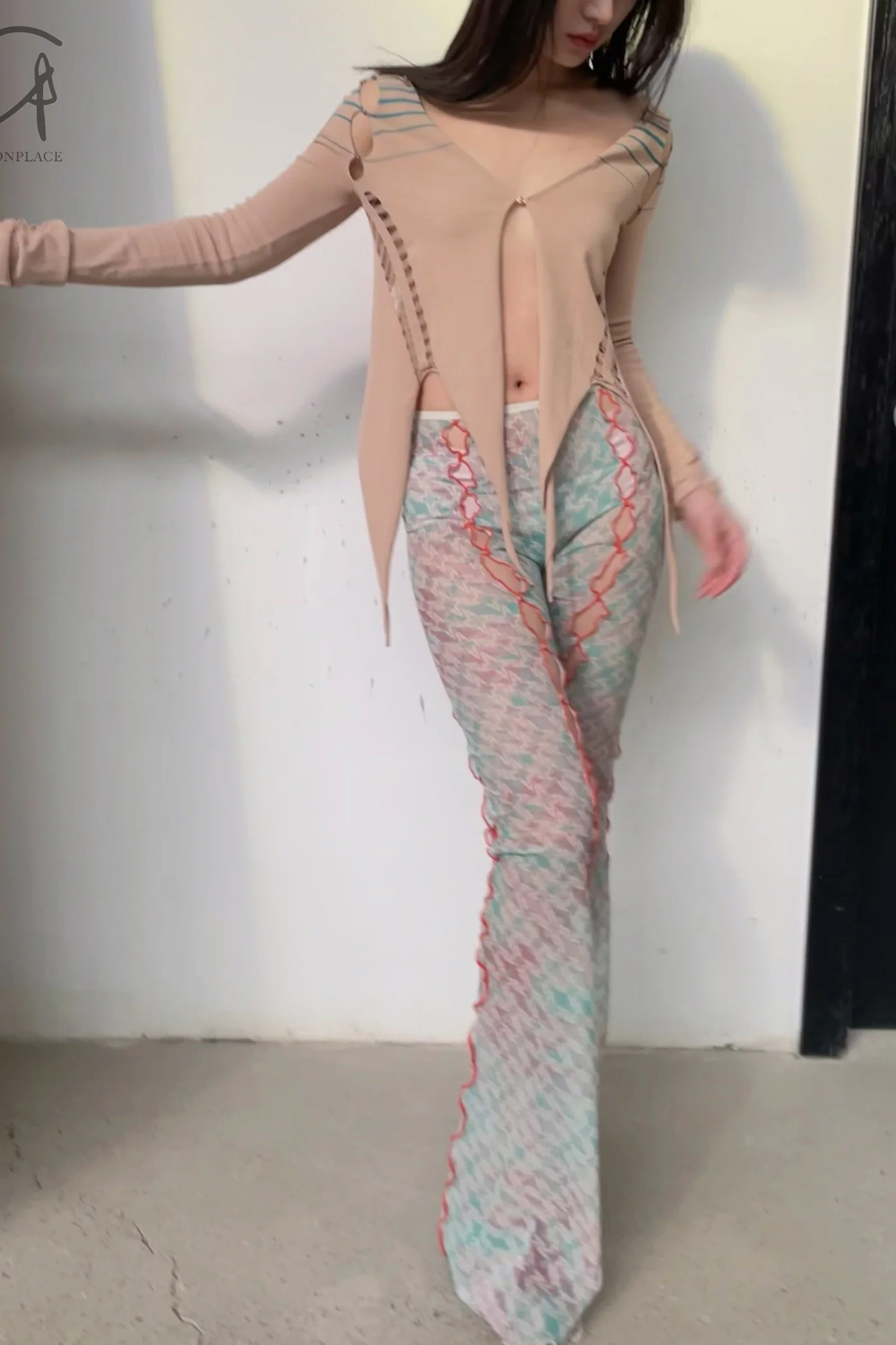 RUI Mesh Flared Pants RSS22WV02 Printed - Image 11