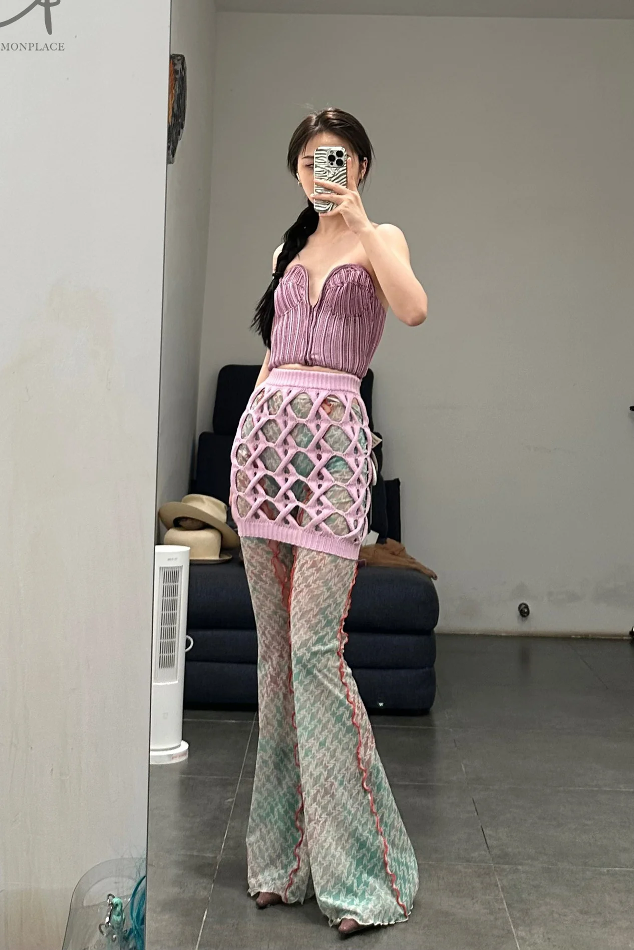 RUI Mesh Flared Pants RSS22WV02 Printed - Image 48