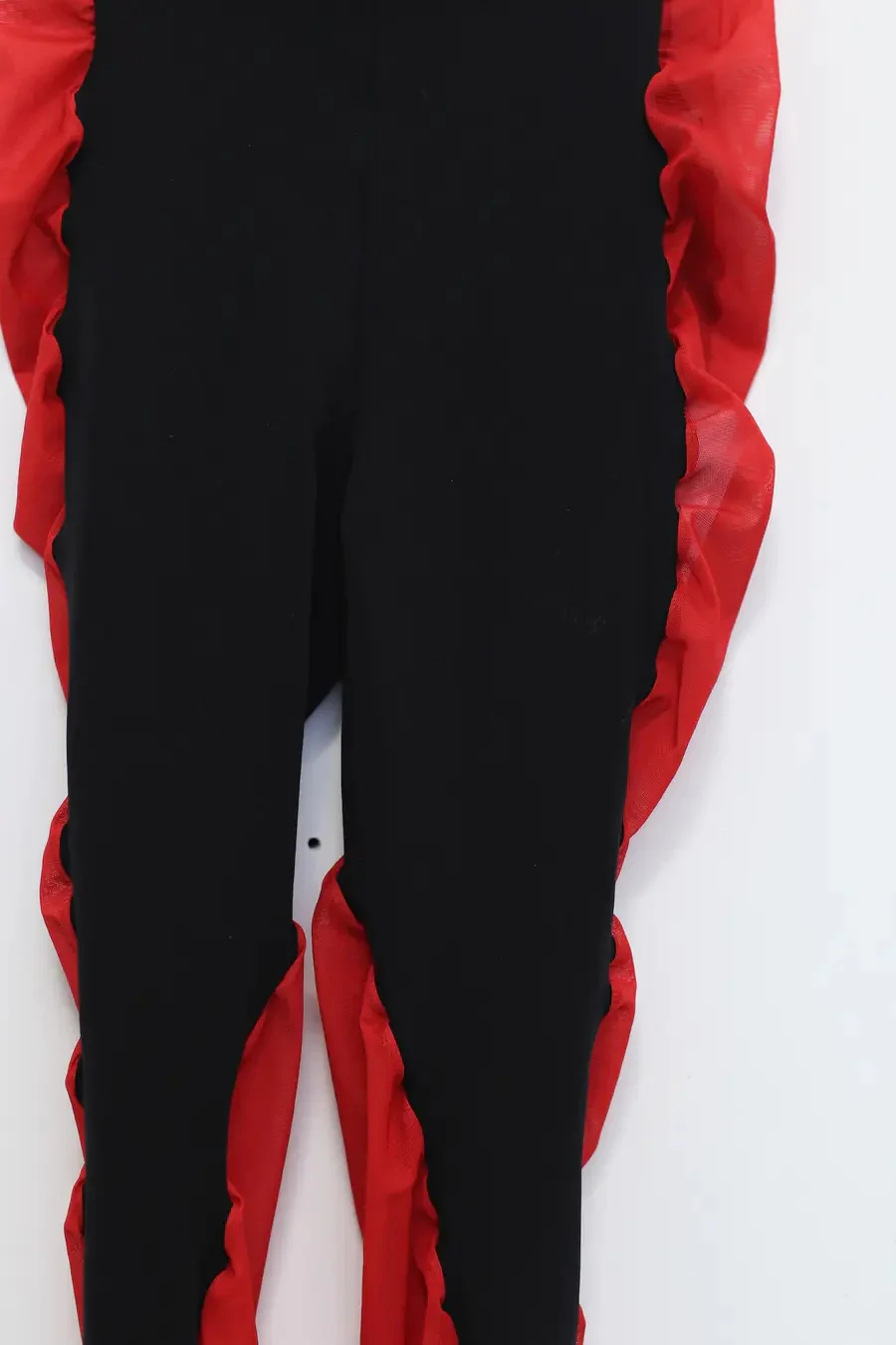 RUI mesh printed patchwork flared pants RSS24WV08 Onyx&Ruby w Print black&red/print - Image 3