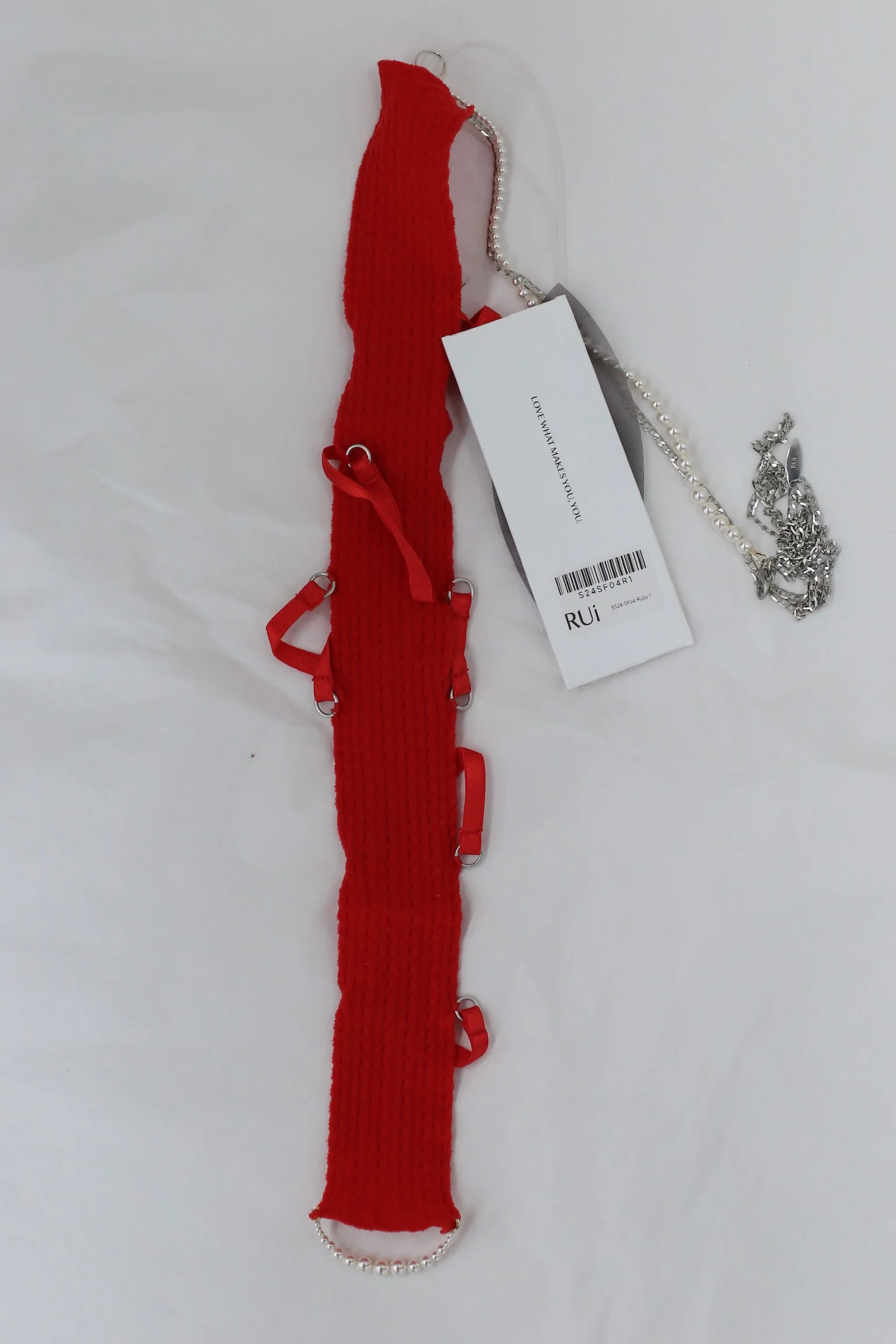 RUI one-shoulder semi-transparent long sleeves with thin straps RSS24SF04 Ruby Red - Image 3