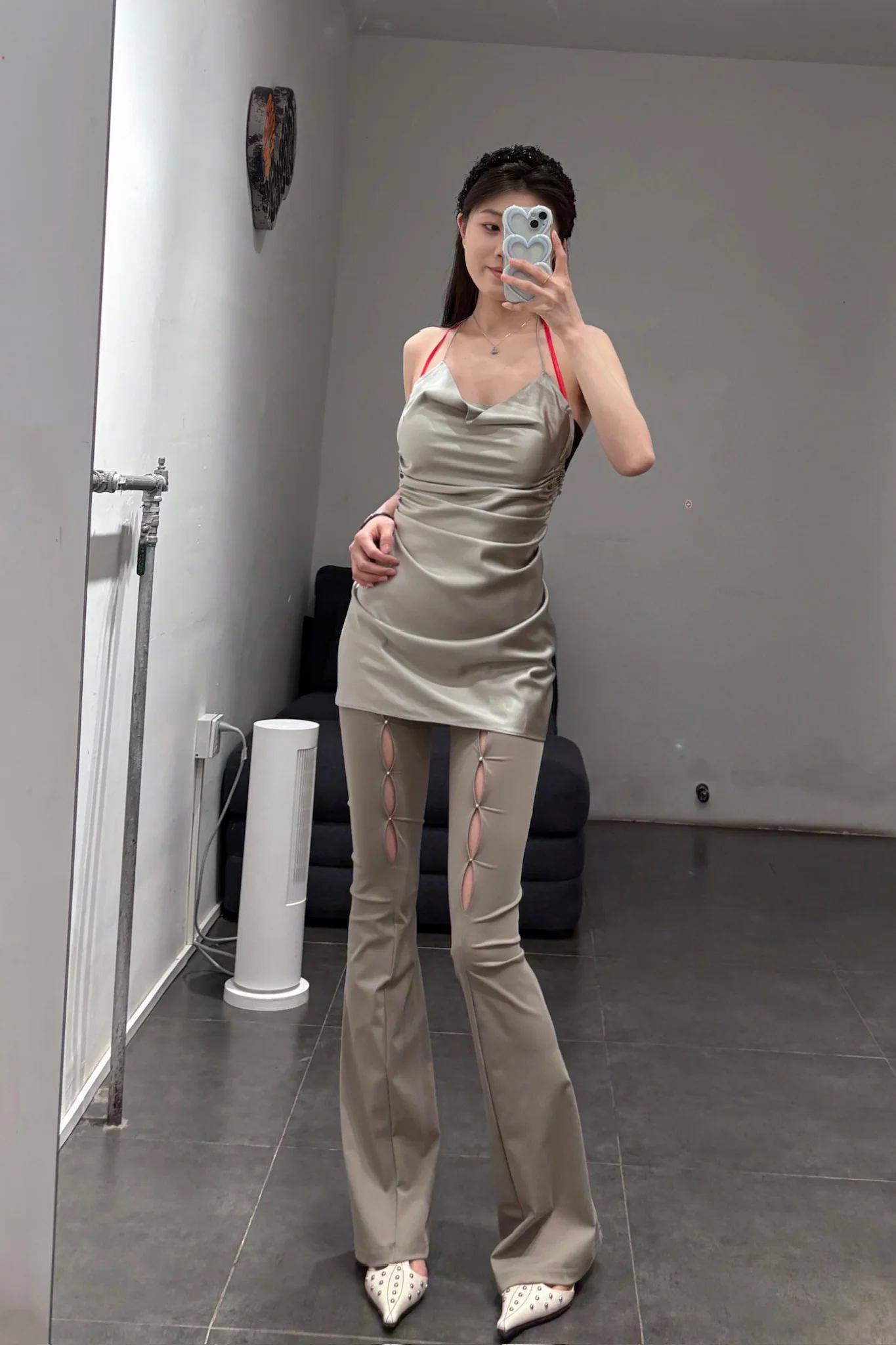 RUI pinplet satin dress RSS24WV17 smoke gray - Image 12