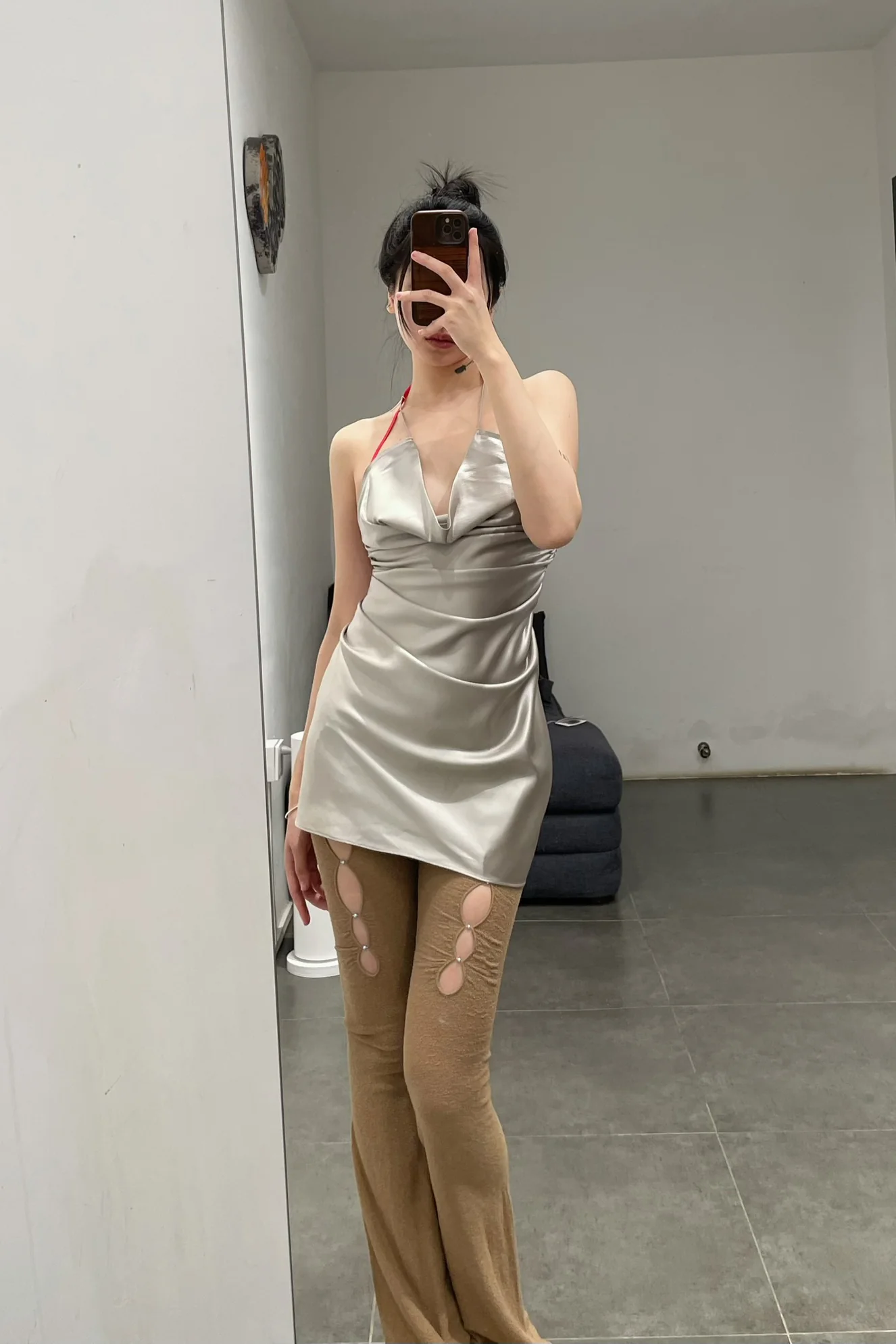 RUI pinplet satin dress RSS24WV17 smoke gray - Image 8