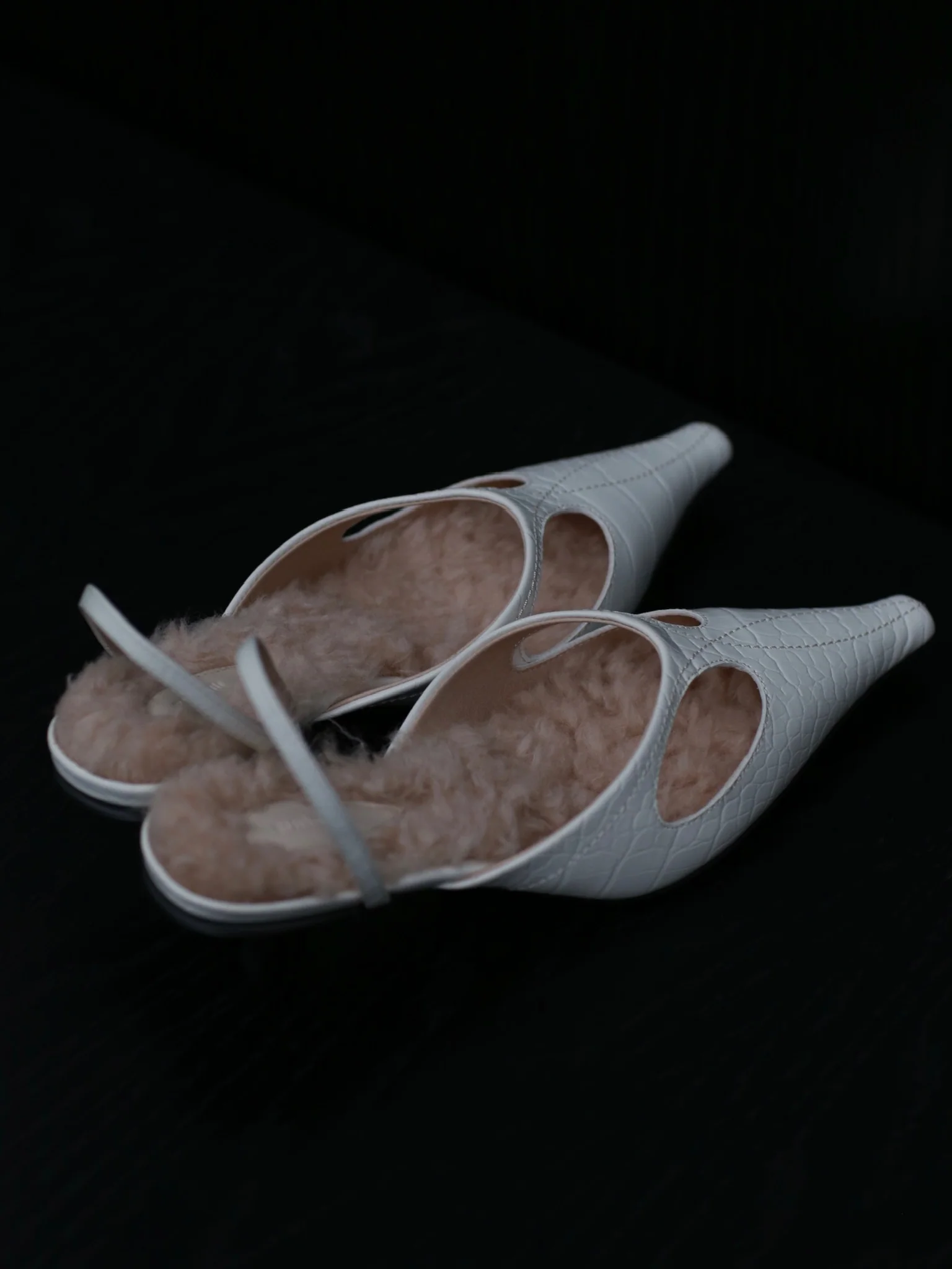 Rui Zhou Pointed Toe Australian Wool High Heel Sandals Series RUI-RUIFW21SH01-BAI White PR1 - Image 4