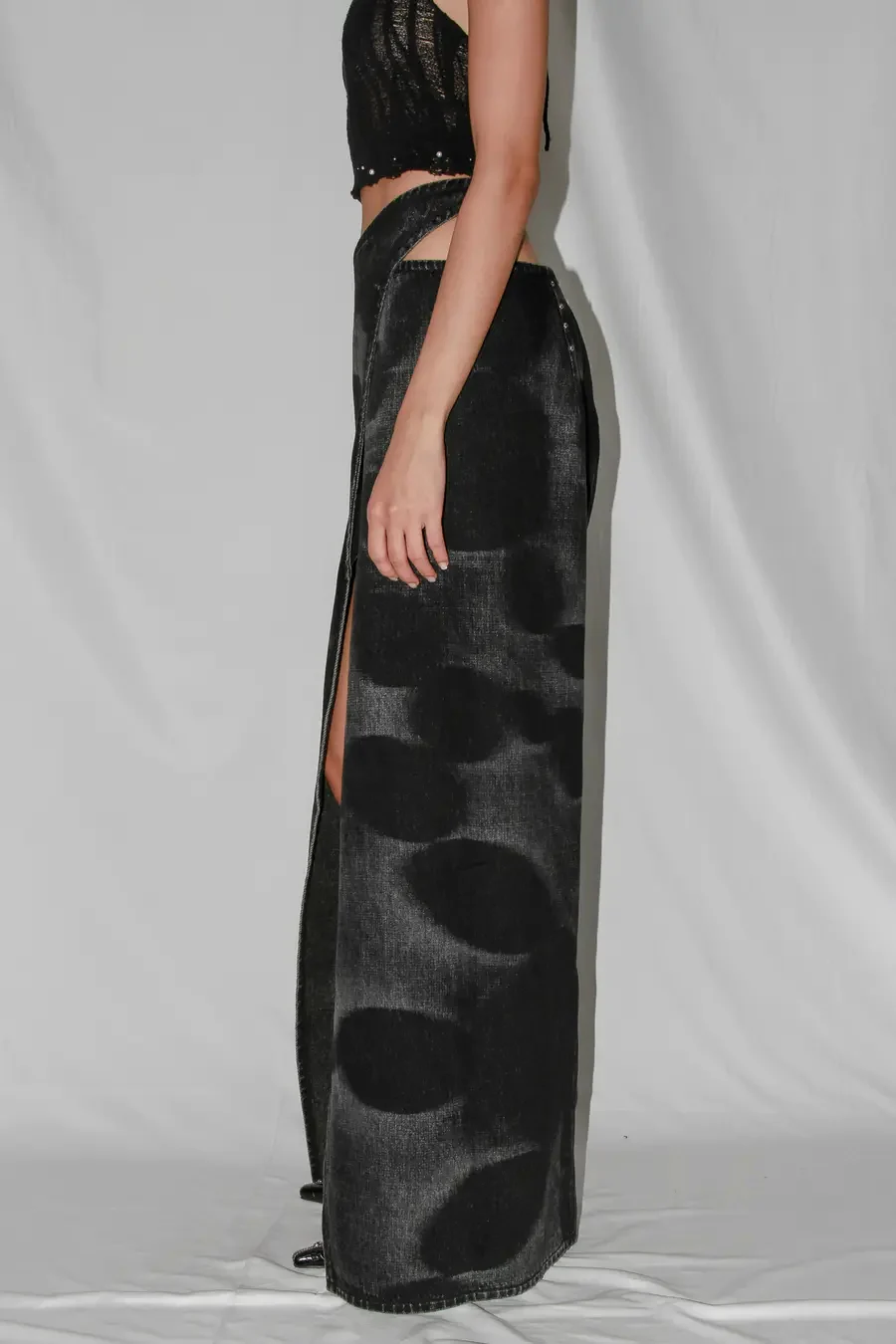 RUI printed denim wrap maxi skirt RSS24WV19 black - Image 6