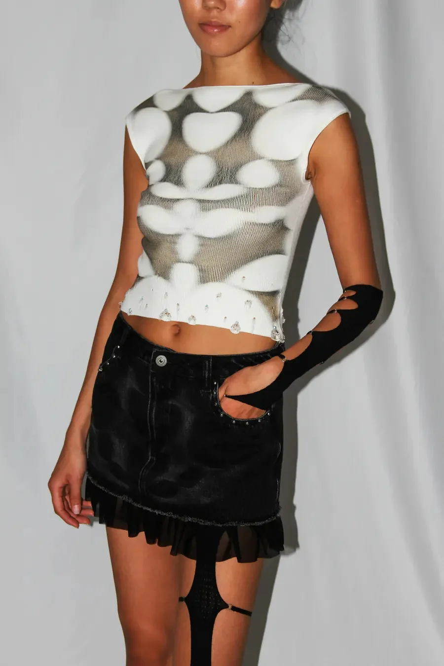 RUI printed hollow top RSS24KN14 Vaporw/Print white/printed - Image 2