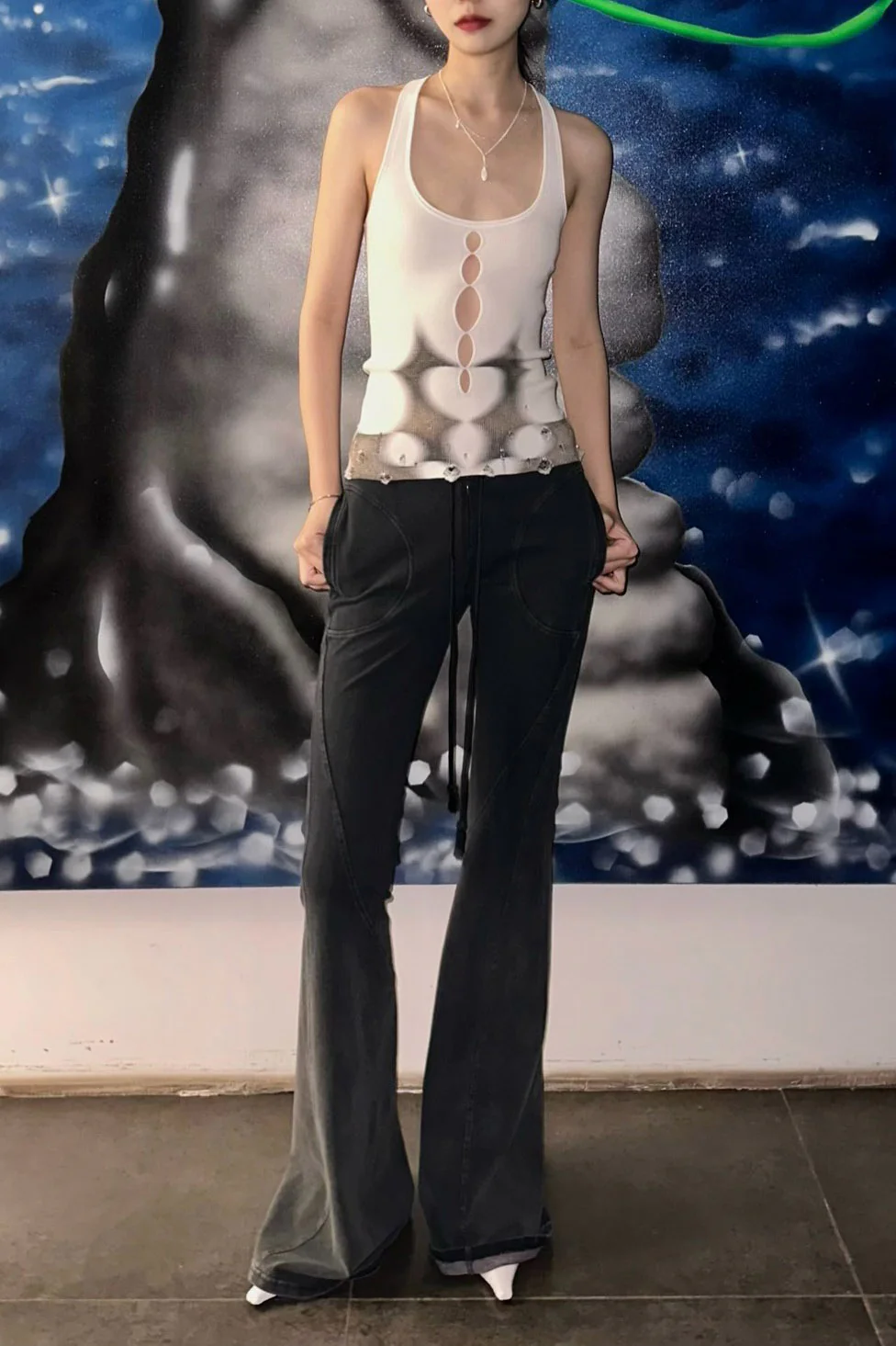 RUI printed hollow vest RSS24KN13 Vaporw/Print white/printed - Image 9