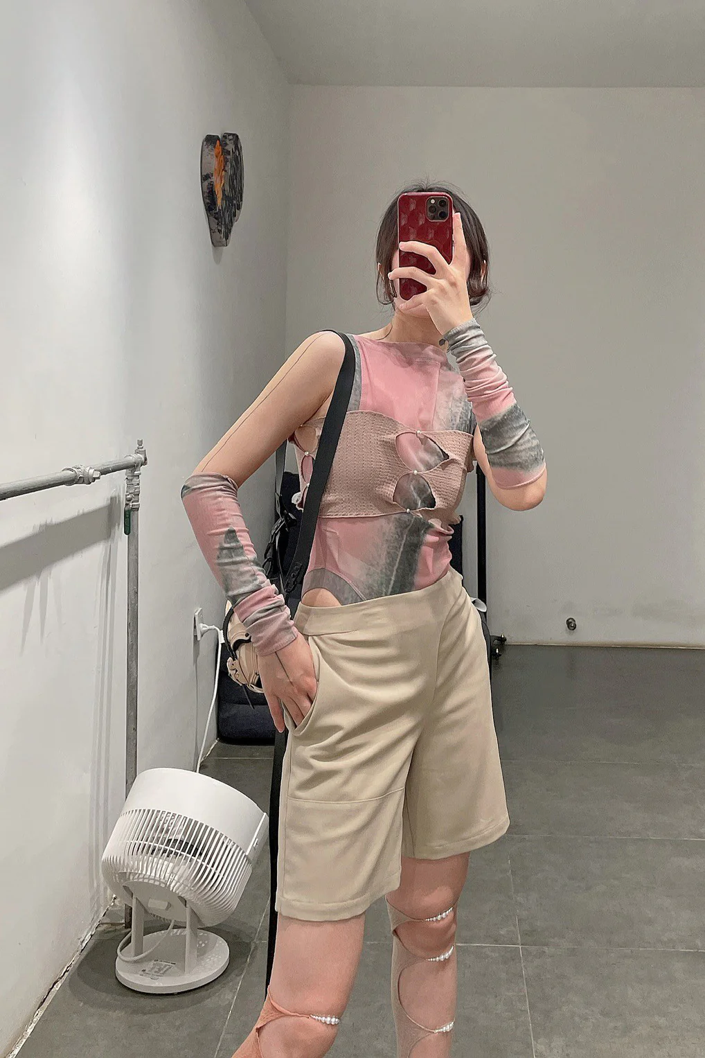 Rui Zhou Pearl Chain Tube Top Handmade Skin-friendly RUI-R008-AW20-HUIFEN Gray Pink - Image 13
