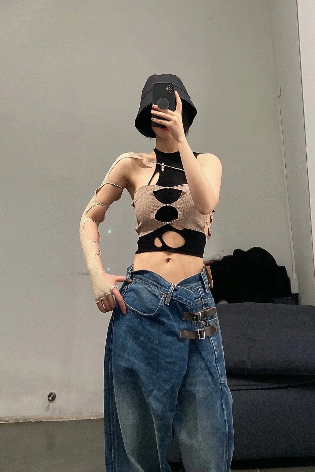Rui Zhou Pearl Chain Tube Top Handmade Skin-friendly RUI-R008-AW20-HUIFEN Gray Pink - Image 4