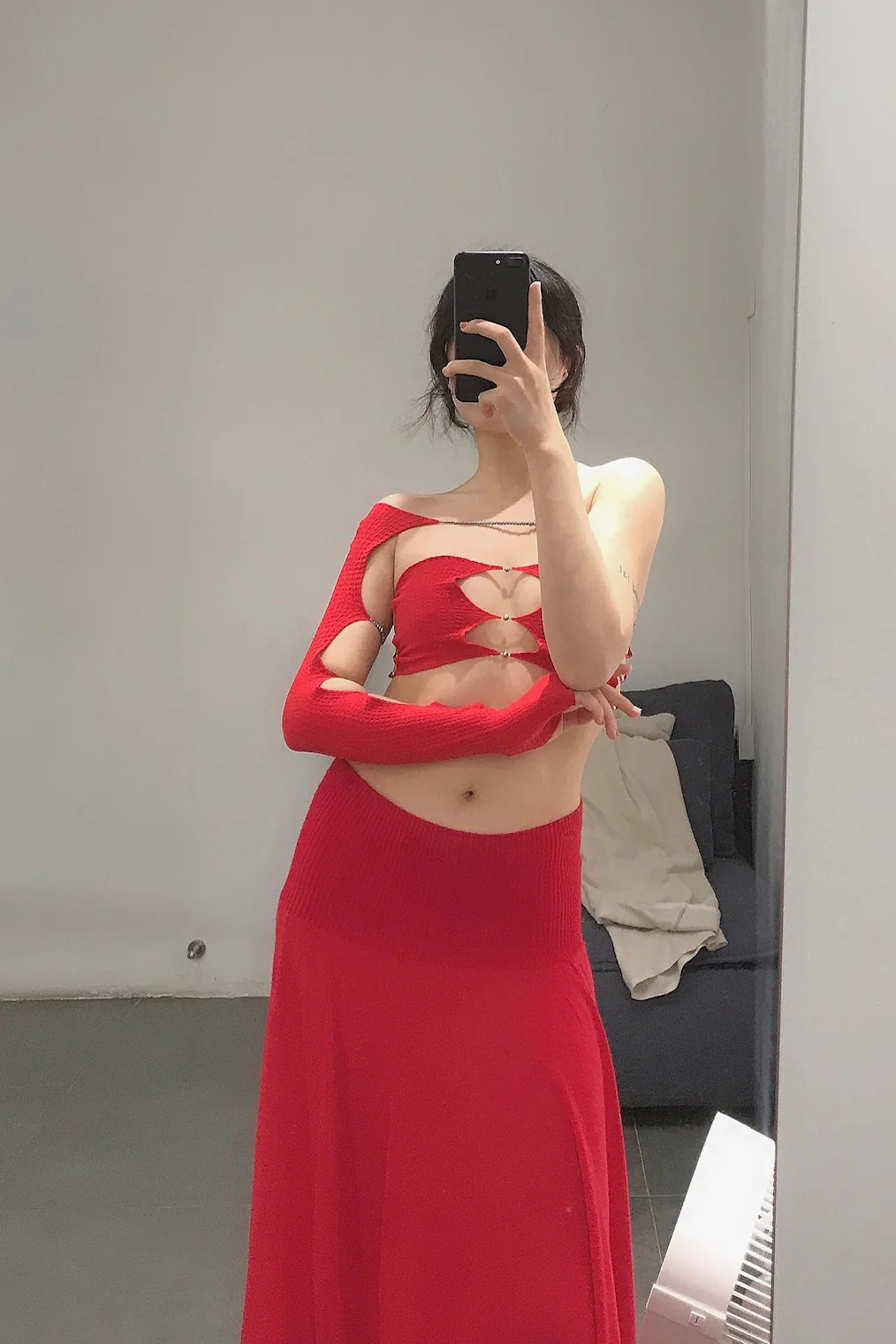 Rui Zhou Pearl Chain Tube Top Handmade Skin-friendly RUI-R008-AW20-HONG Red - Image 13
