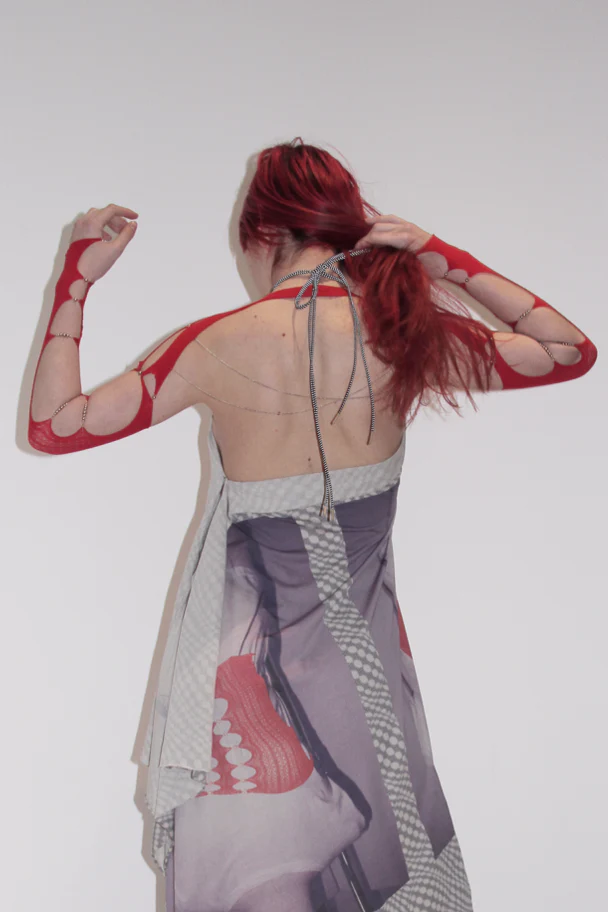 Rui Zhou Raglan Sleeve Series Pearl Metal Chain Elasticity RUI-RAW22SF01-HONG Ruby Red - Image 4