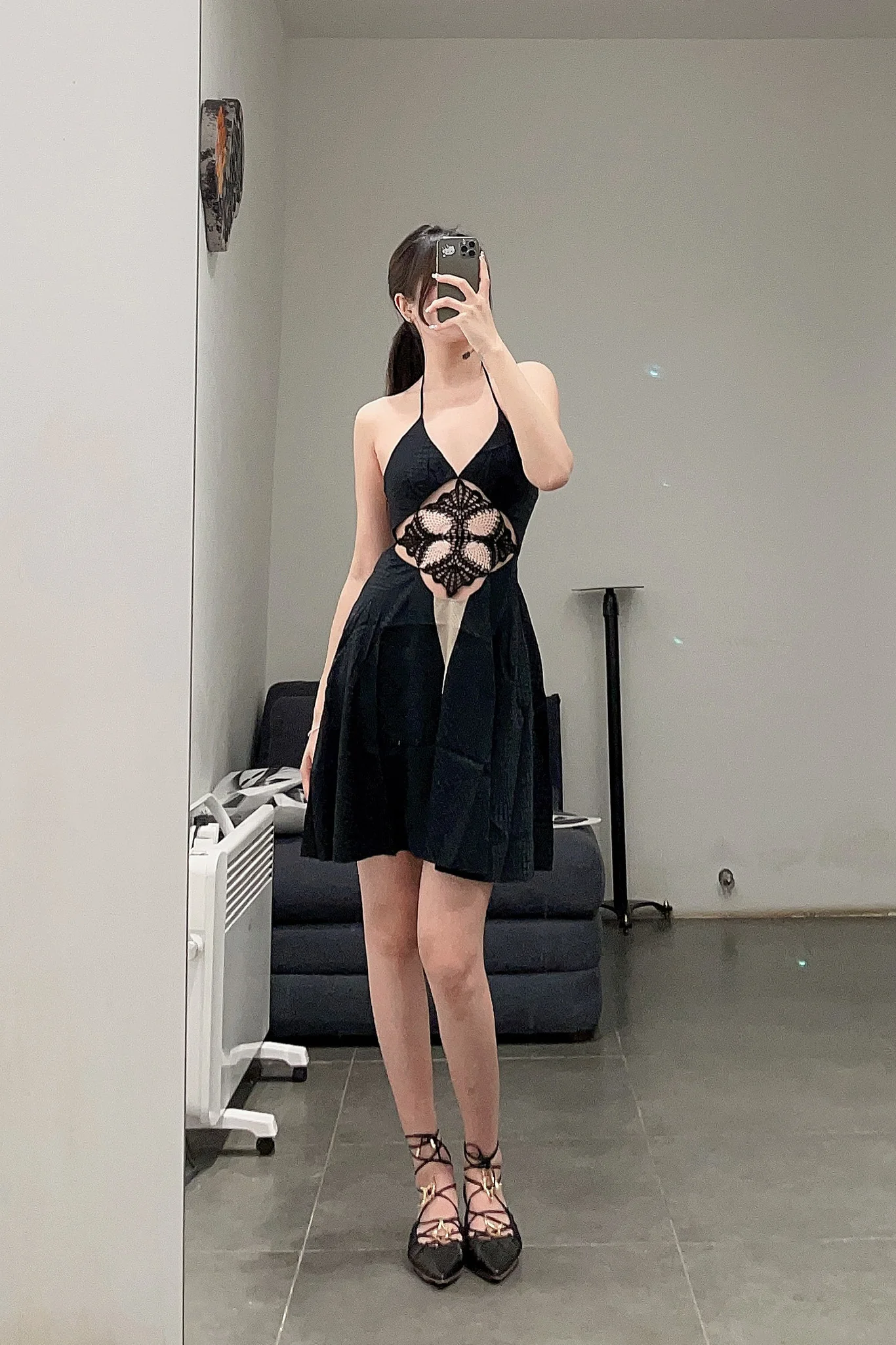 RUI real silk stitching hand hook dress RSS23WV08 ONYX black - Image 20
