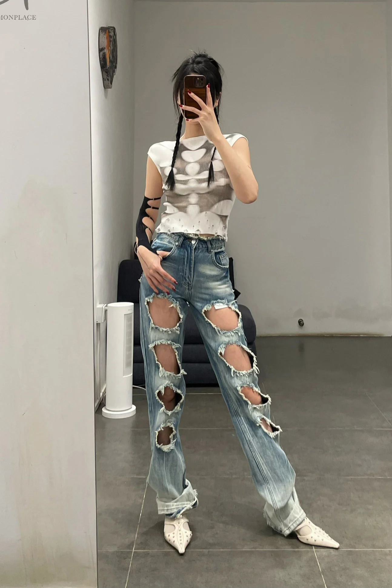 RUI Ripped Jeans RSS23WV10 Blue denim denim blue - Image 47