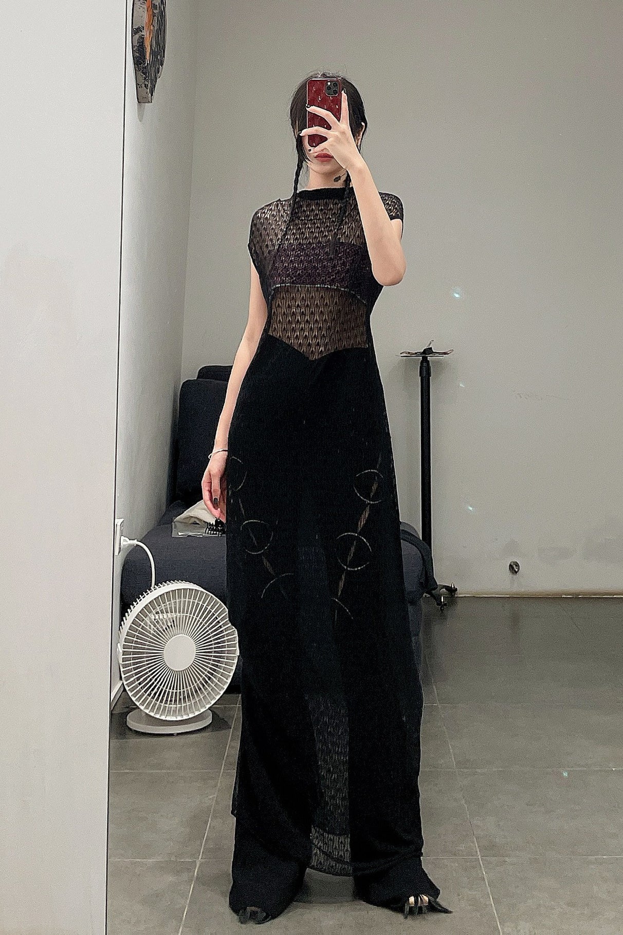 RUI Semi-sheer Knit Dress RAW22KN12 Black - Image 12