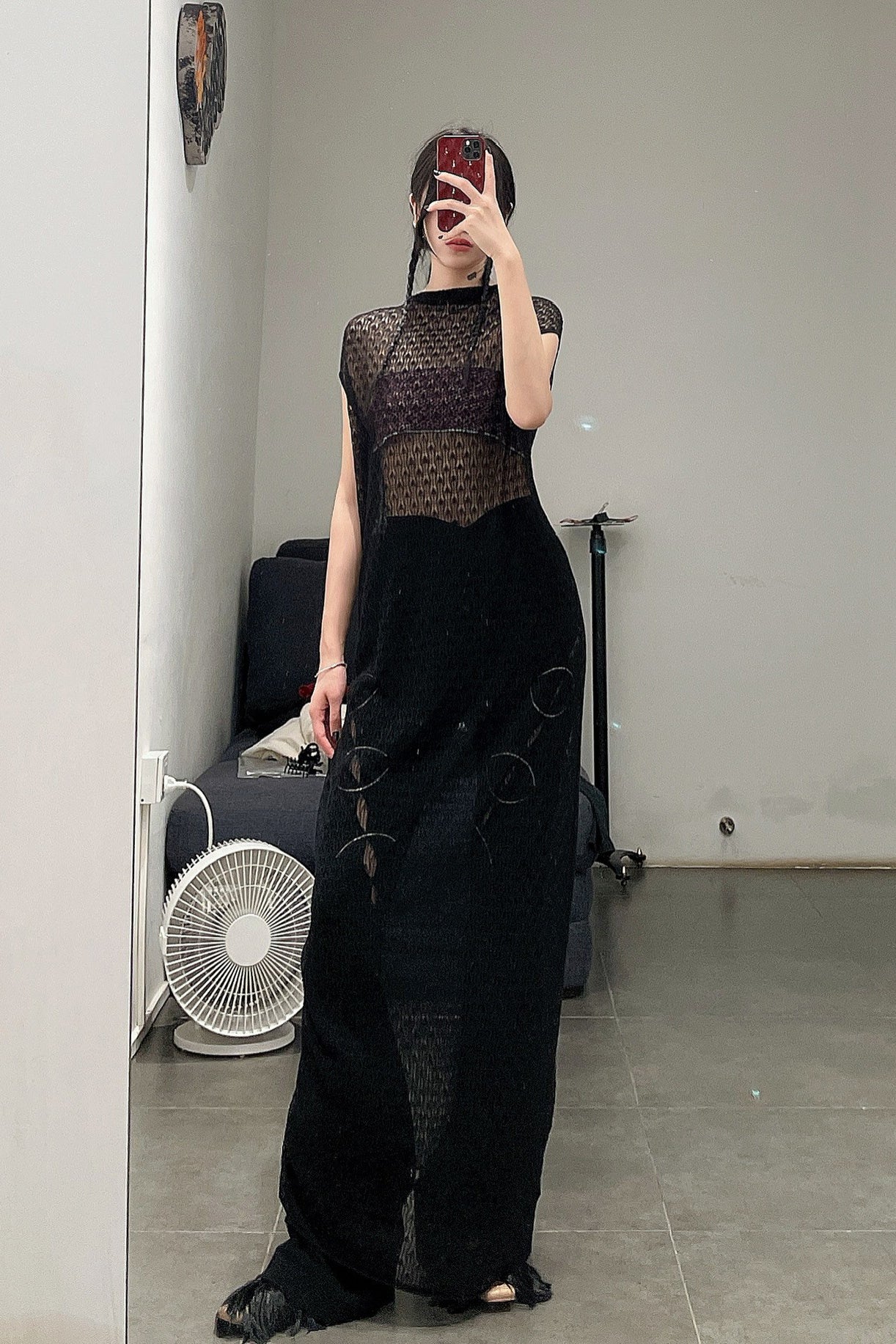 RUI Semi-sheer Knit Dress RAW22KN12 Black - Image 13