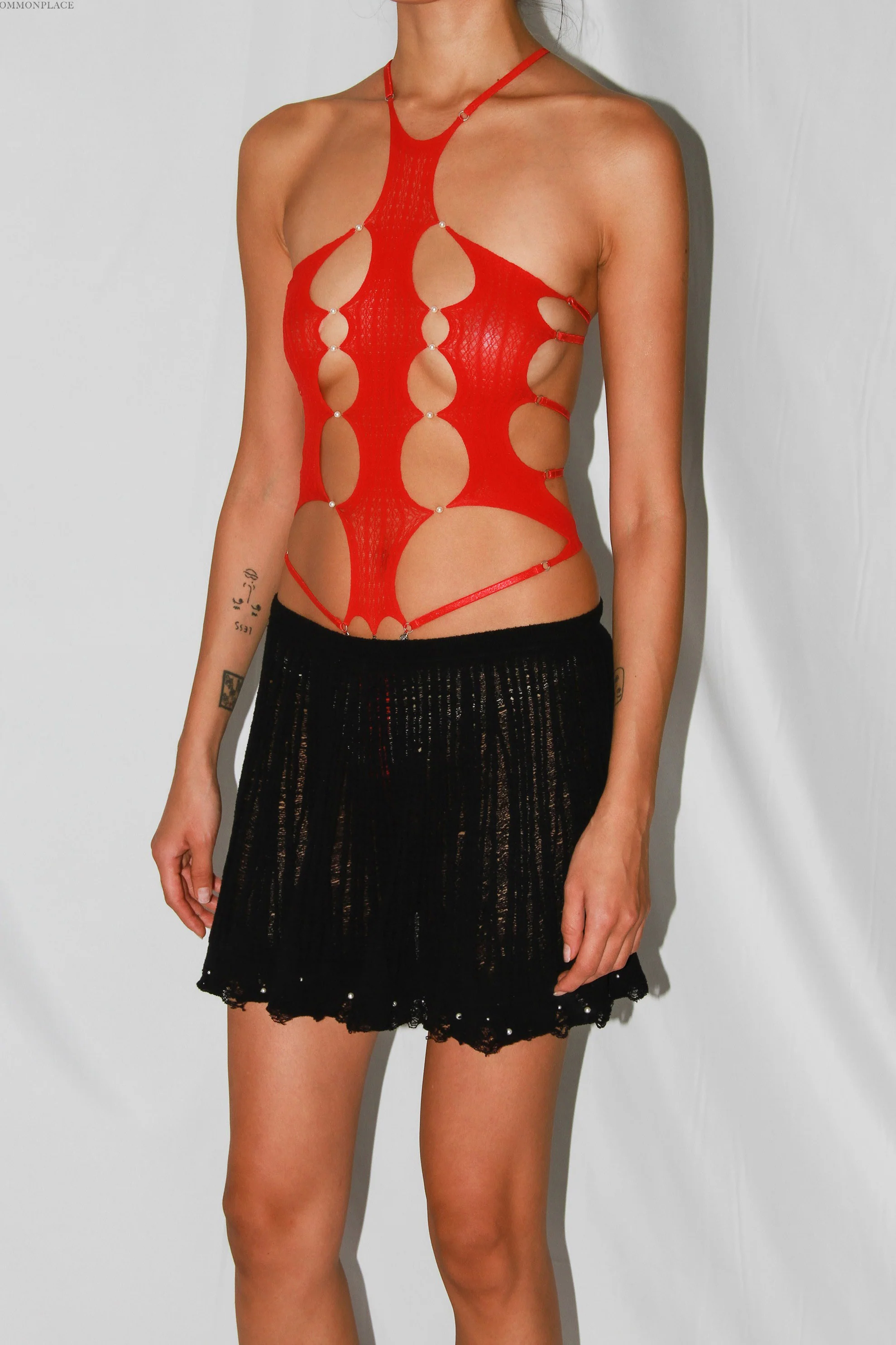 RUI semi-sheer strap bodysuit RSS24SF06 Ruby red - Image 4