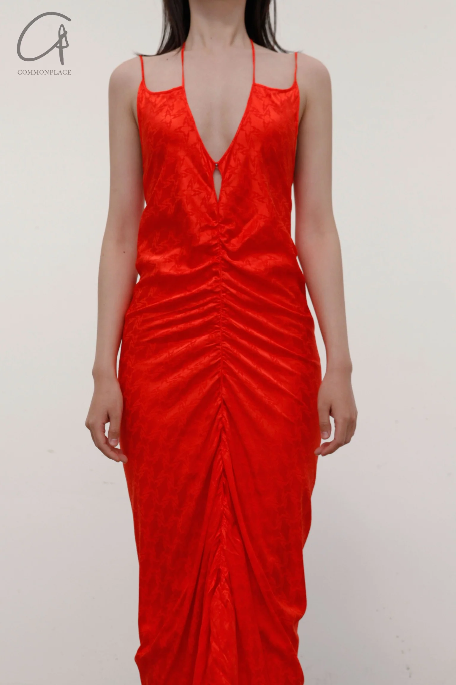 RUI Silk Jacquard Maxi Dress RSS22WV10 Blaze Orange - Image 2