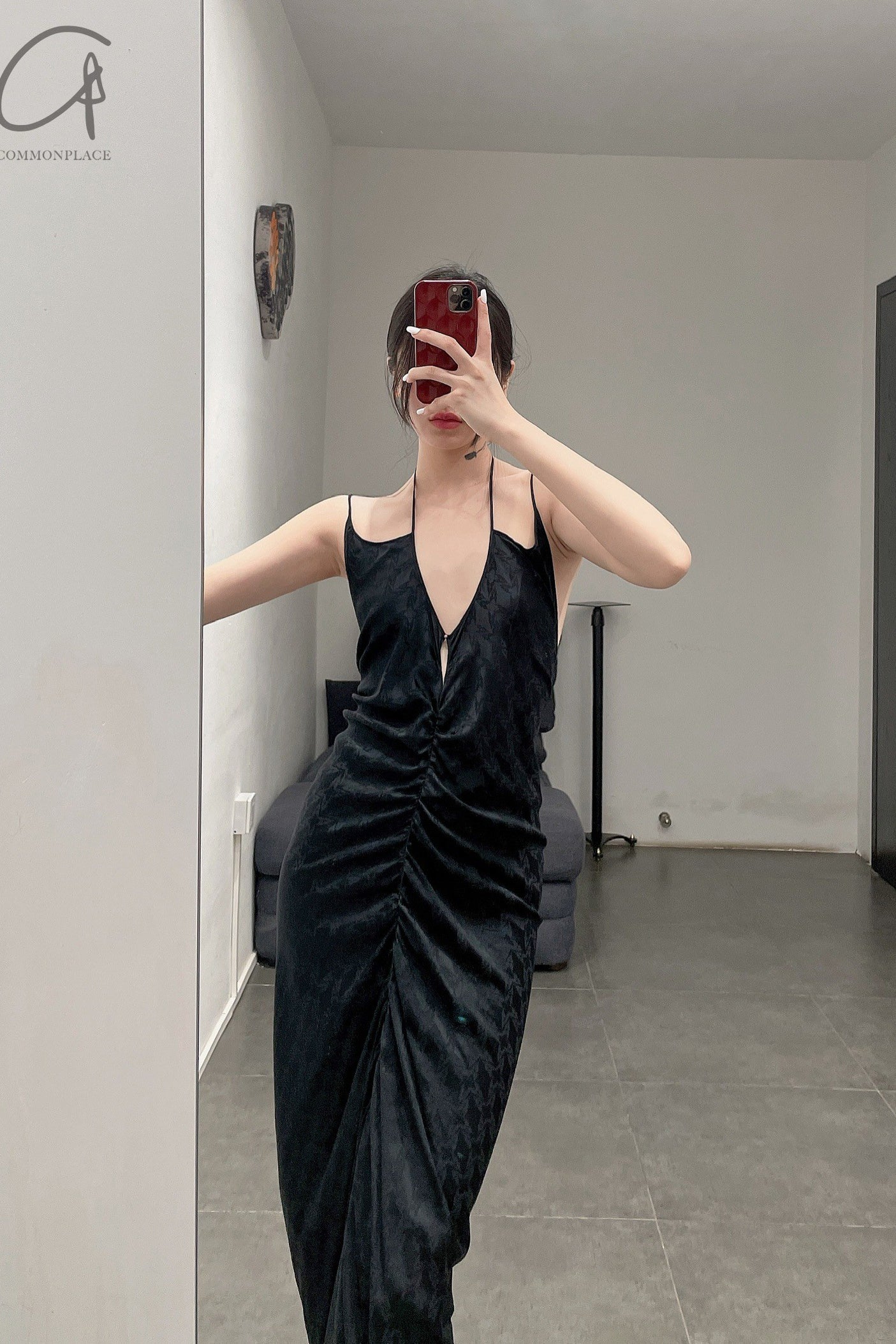 RUI Silk Jacquard Maxi Dress RSS22WV10 Onyx Black - Image 22
