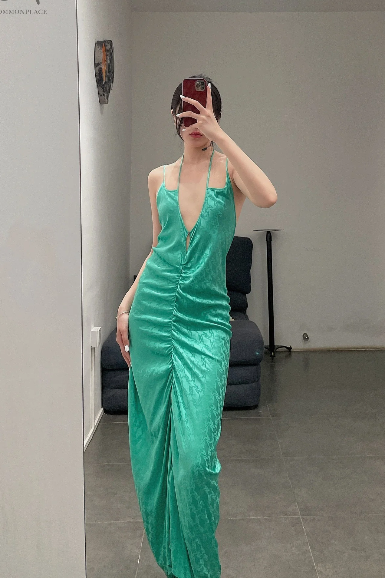 RUI Silk Jacquard Maxi Dress RSS22WV10 Seafoam Emerald - Image 12