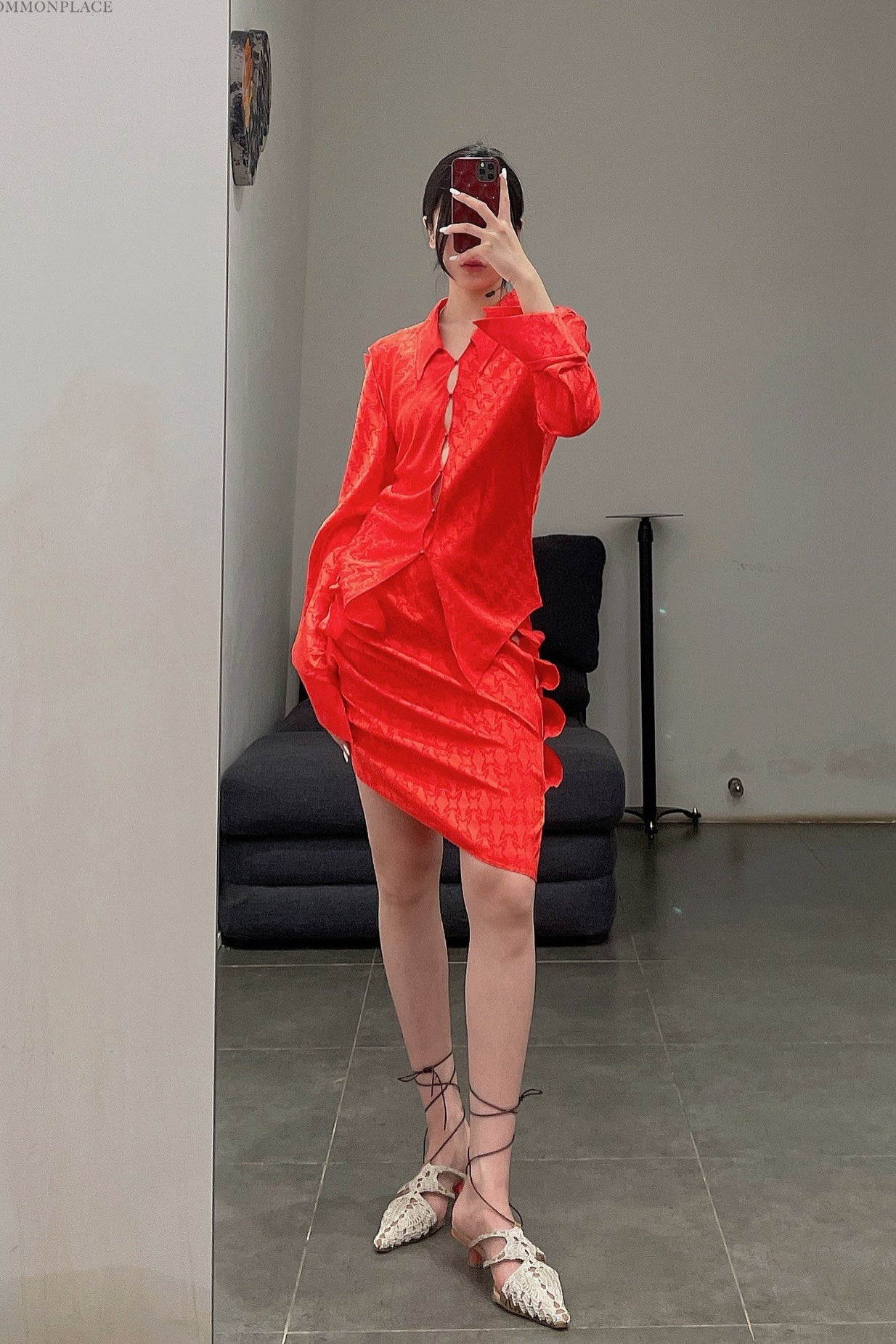 RUI Silk Jacquard Shirt RSS22WV08 Orange - Image 8
