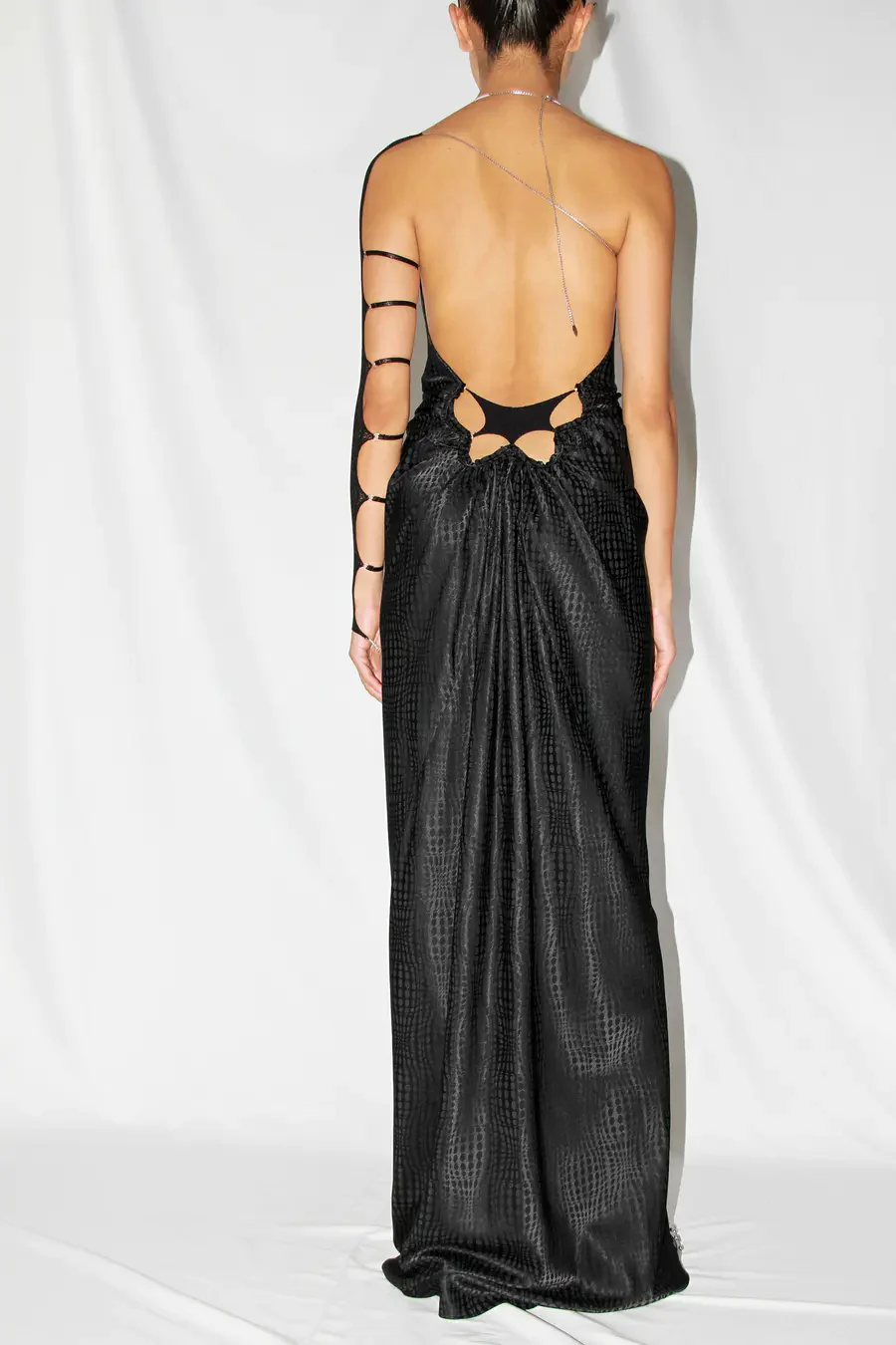 RUI silk patchwork long skirt RUI-RSS24WV04-HEI Onyx black - Image 2