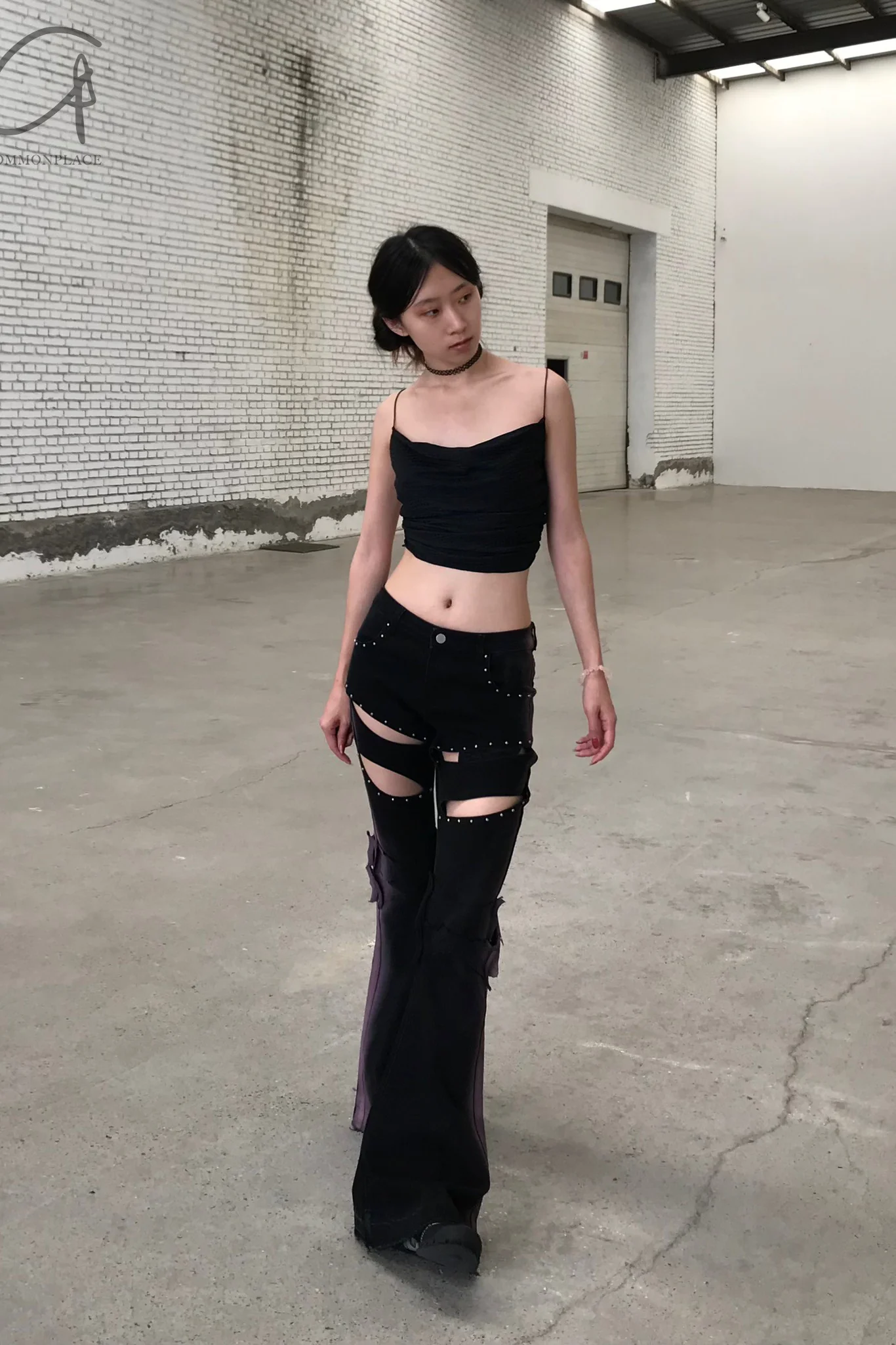 RUI silk patchwork suspender belt RSS24WV03 Onyx black - Image 15