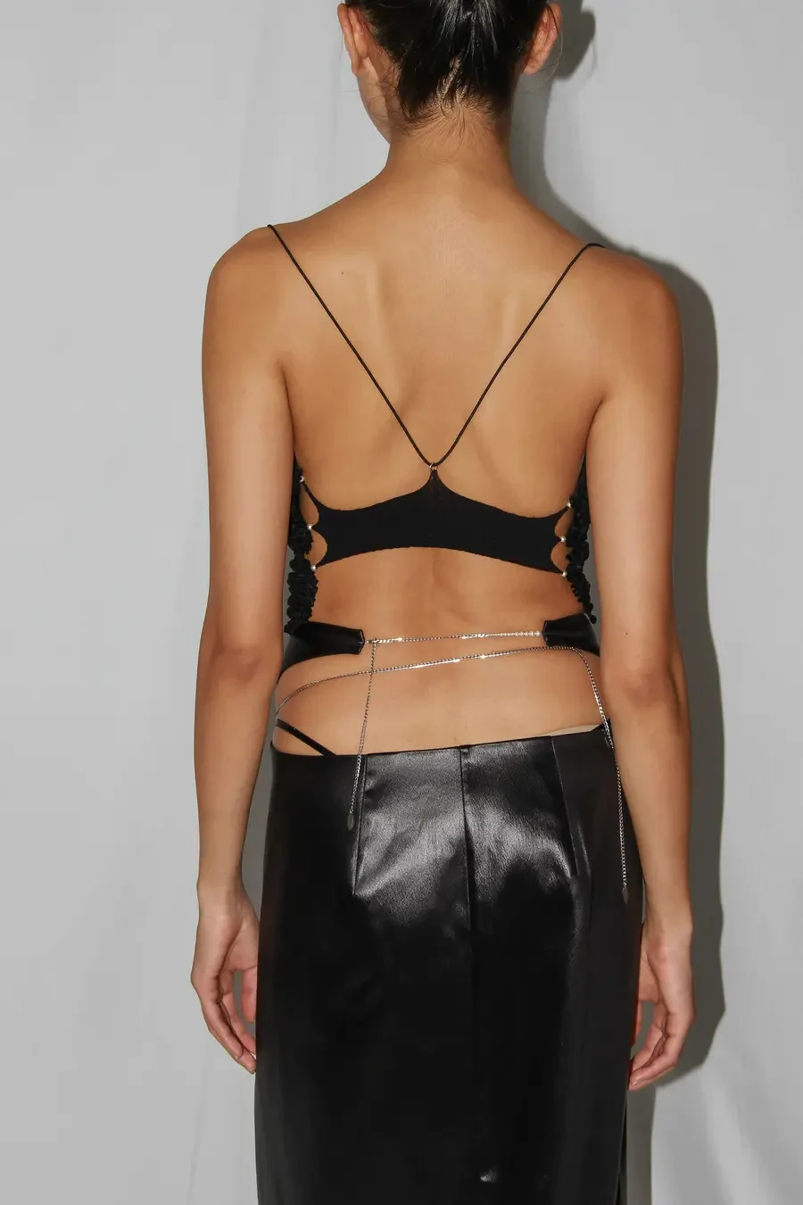 RUI silk patchwork suspender belt RSS24WV03 Onyx black - Image 2