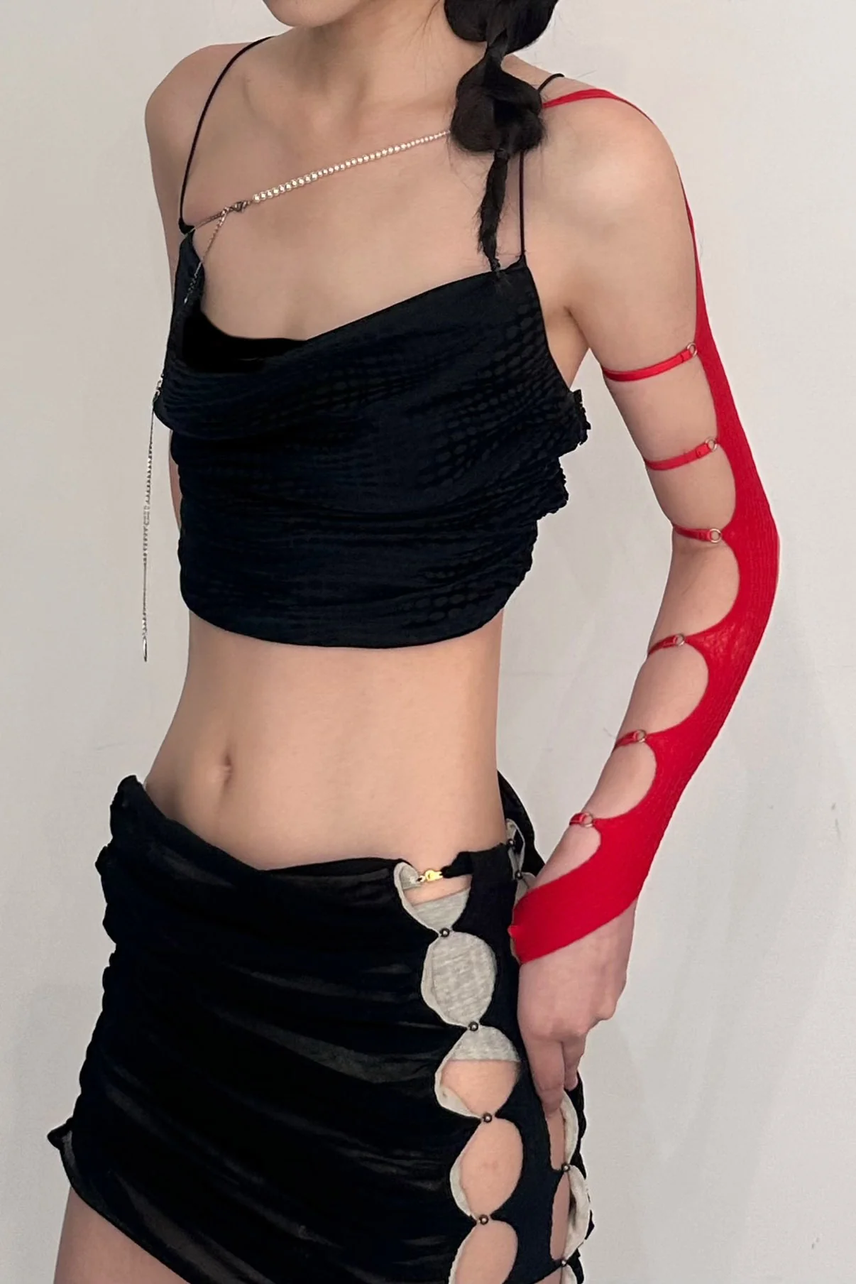 RUI silk patchwork suspender belt RSS24WV03 Onyx black - Image 6
