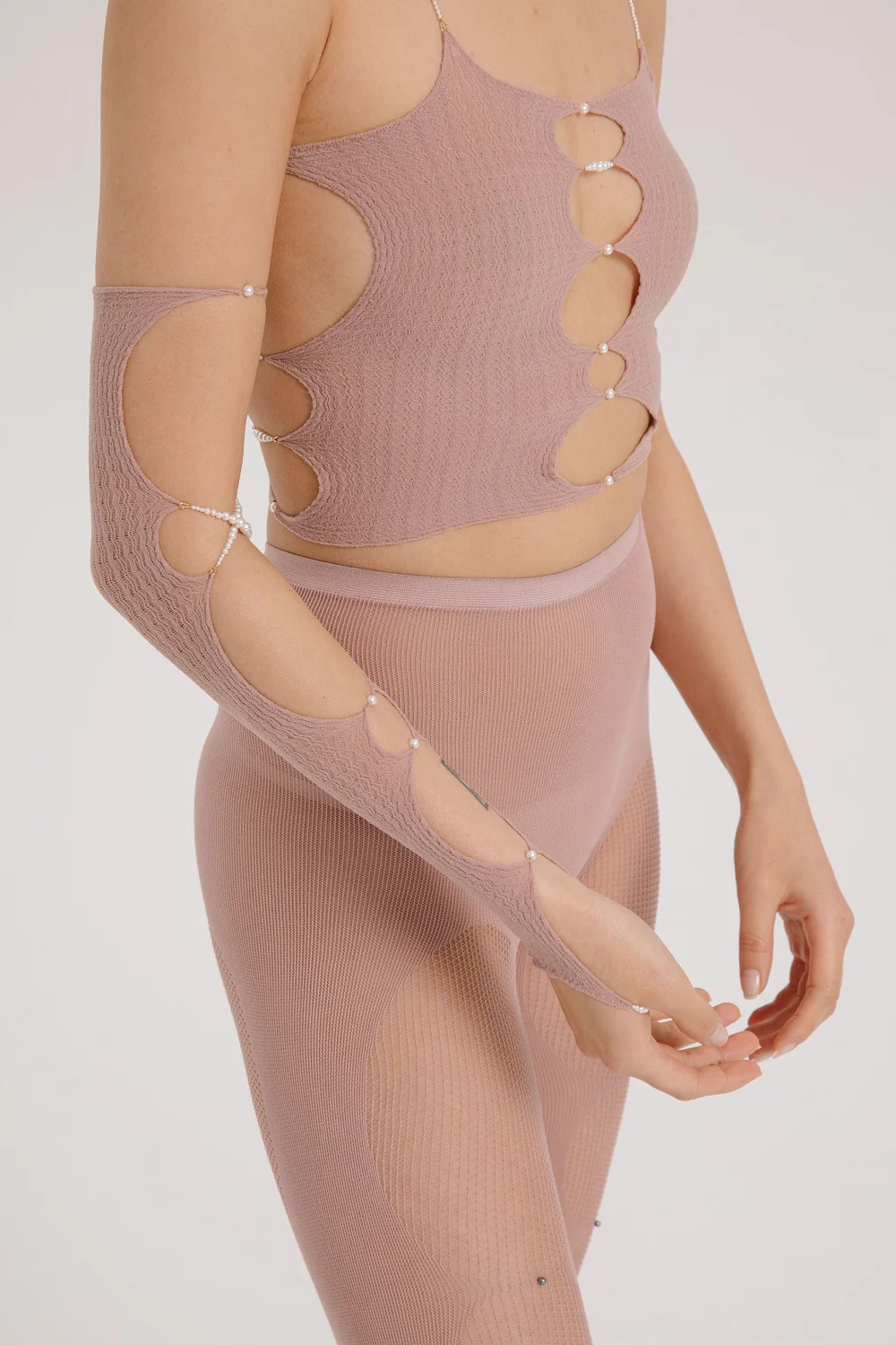 RUI Single Cross Pearl Sleeve RUI-RUIFW21SF04TR-QIANFEN Light Pink Tea rose - Image 5