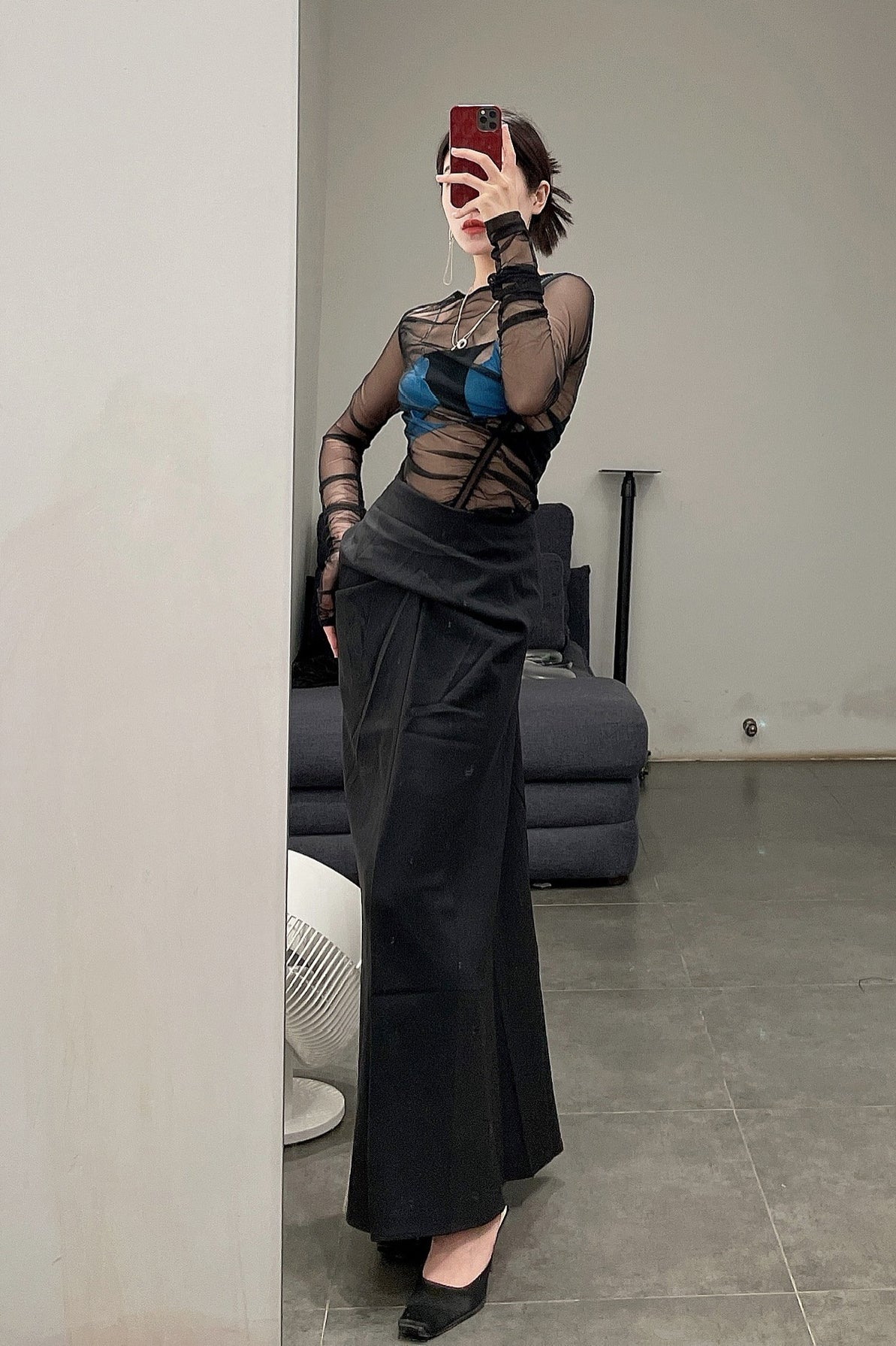Rui Zhou R003 Series Contrast Color Cross Crystal Pearl Chain Suspender Tube Top RUI-SS21-R003-HEILAN Black/Azure - Image 18