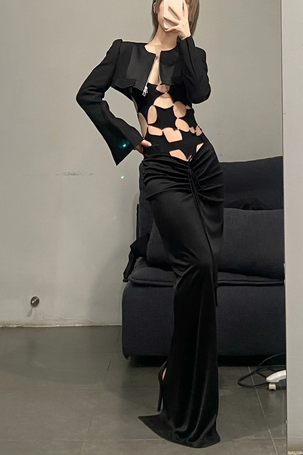 Rui Zhou R005 Series Pearl Chain Crotch Vest Suspender RUI-SS21-R005-HEI Black Onyx - Image 12
