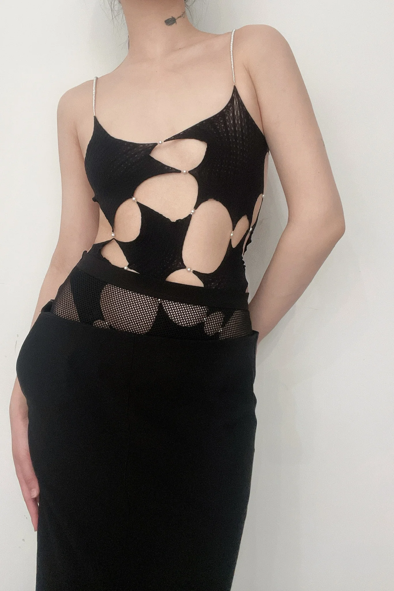 Rui Zhou R005 Series Pearl Chain Crotch Vest Suspender RUI-SS21-R005-HEI Black Onyx - Image 2