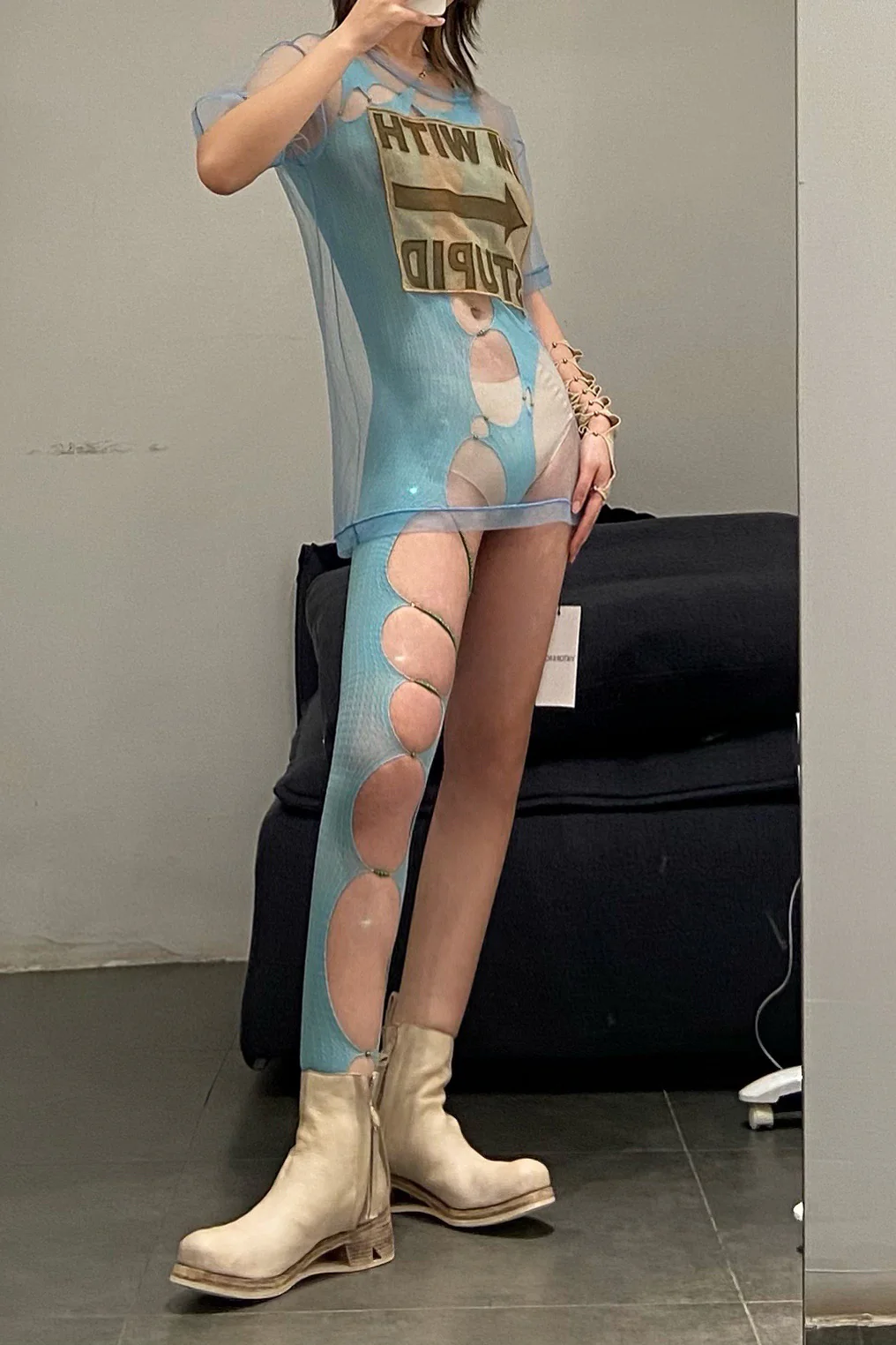 RUI SS21-R007 AQUA Asymmetric Bodysuit - Image 2
