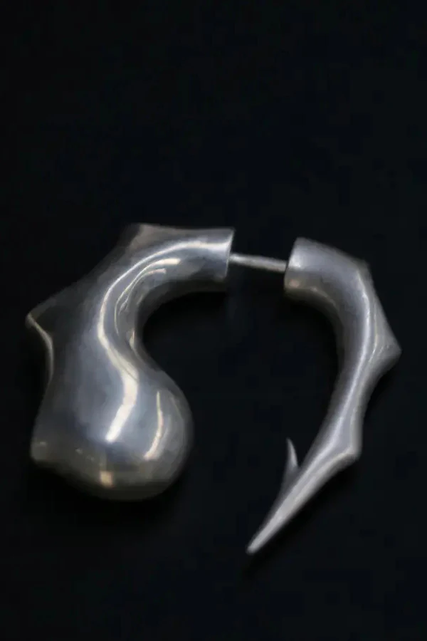 RUI Sterling Silver Ring Fishhook Stud Earrings RSS24AC01 Matte/Silver PR3 - Image 3
