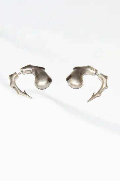 RUI Sterling Silver Ring Fishhook Stud Earrings RSS24AC01 Matte/Silver PR3 - Image 8