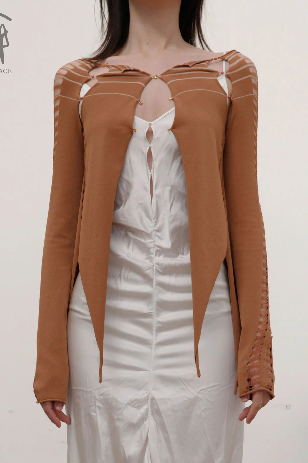RUI Striped Cardigan RSS22KN05 Sienna Red Brown with Oatmeal stripe