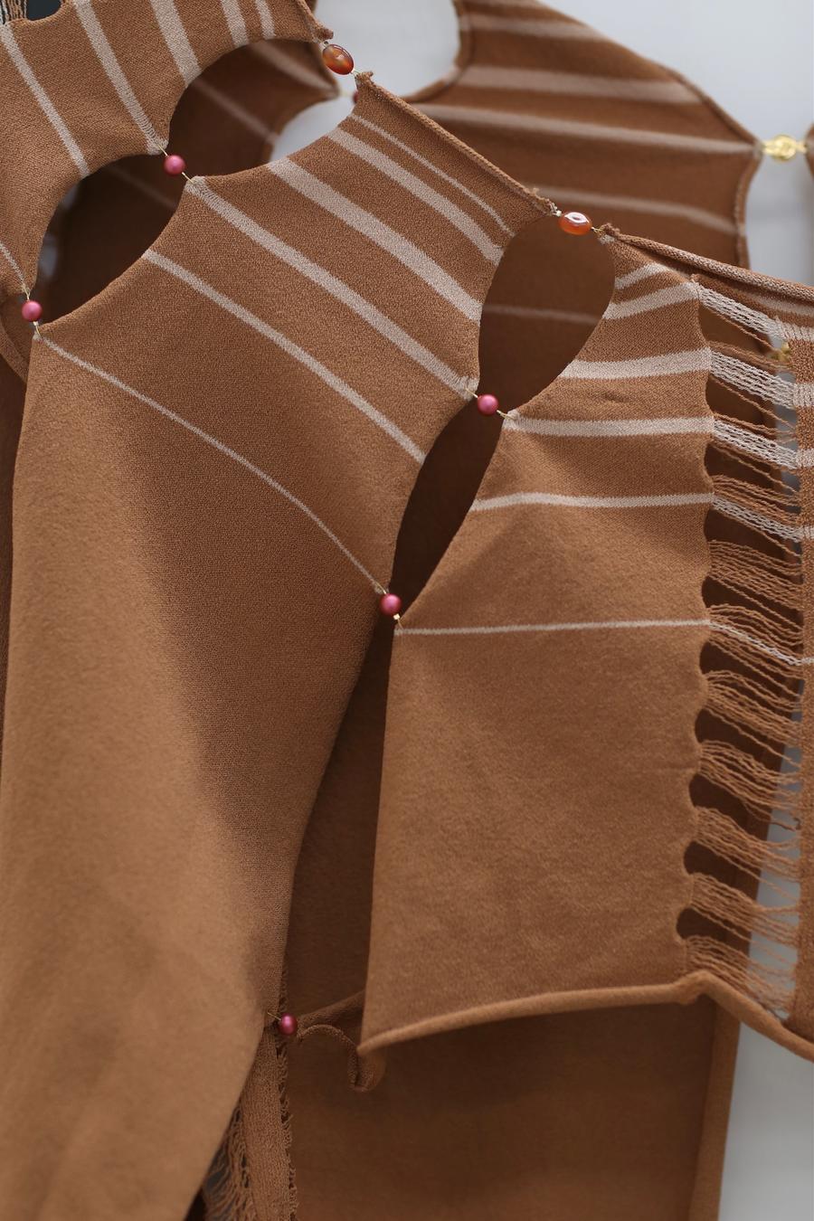 RUI Striped Cardigan RSS22KN05 Sienna Red Brown with Oatmeal stripe - Image 10